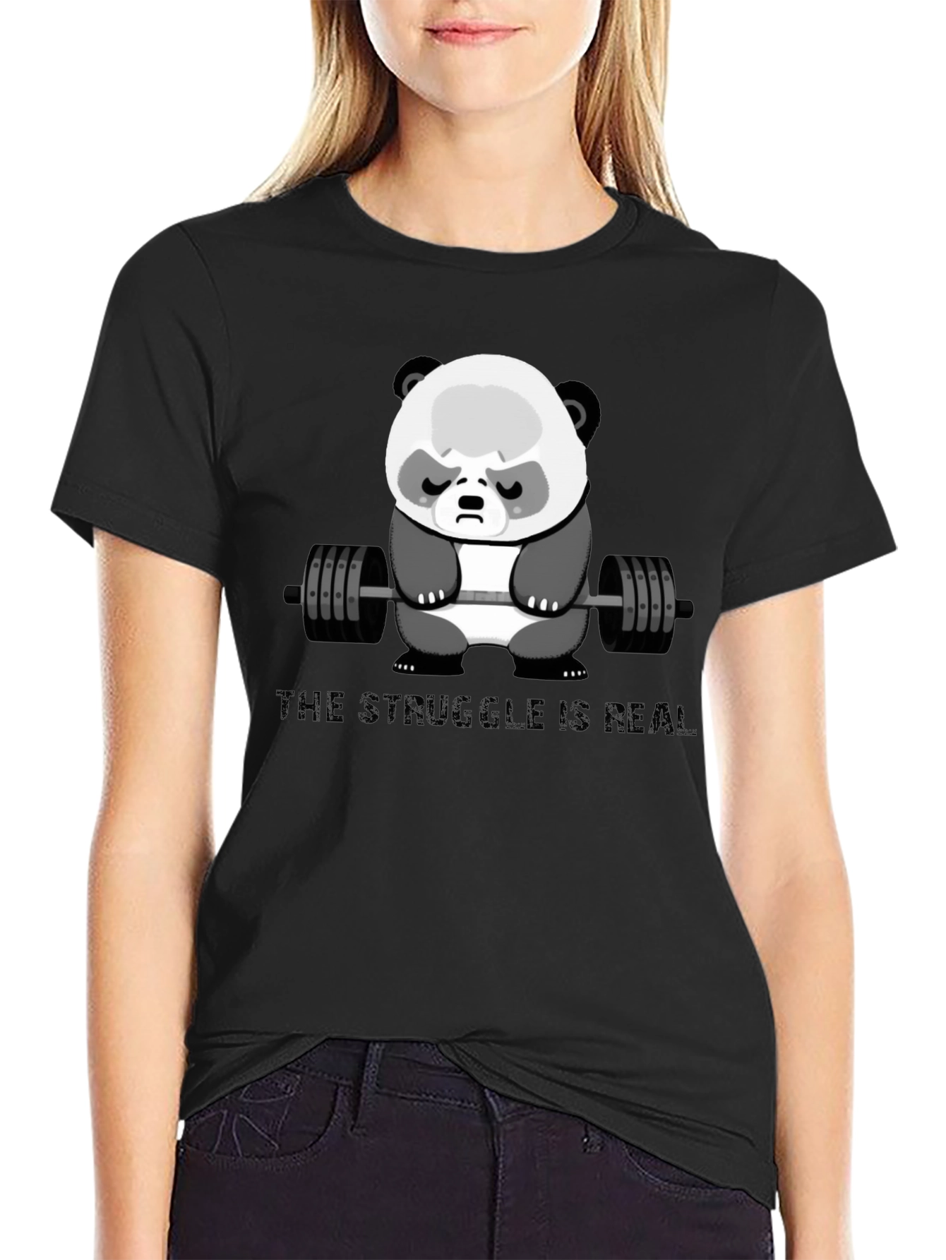 Weightlifting Panda T-Shirt - The Struggle Is Real
