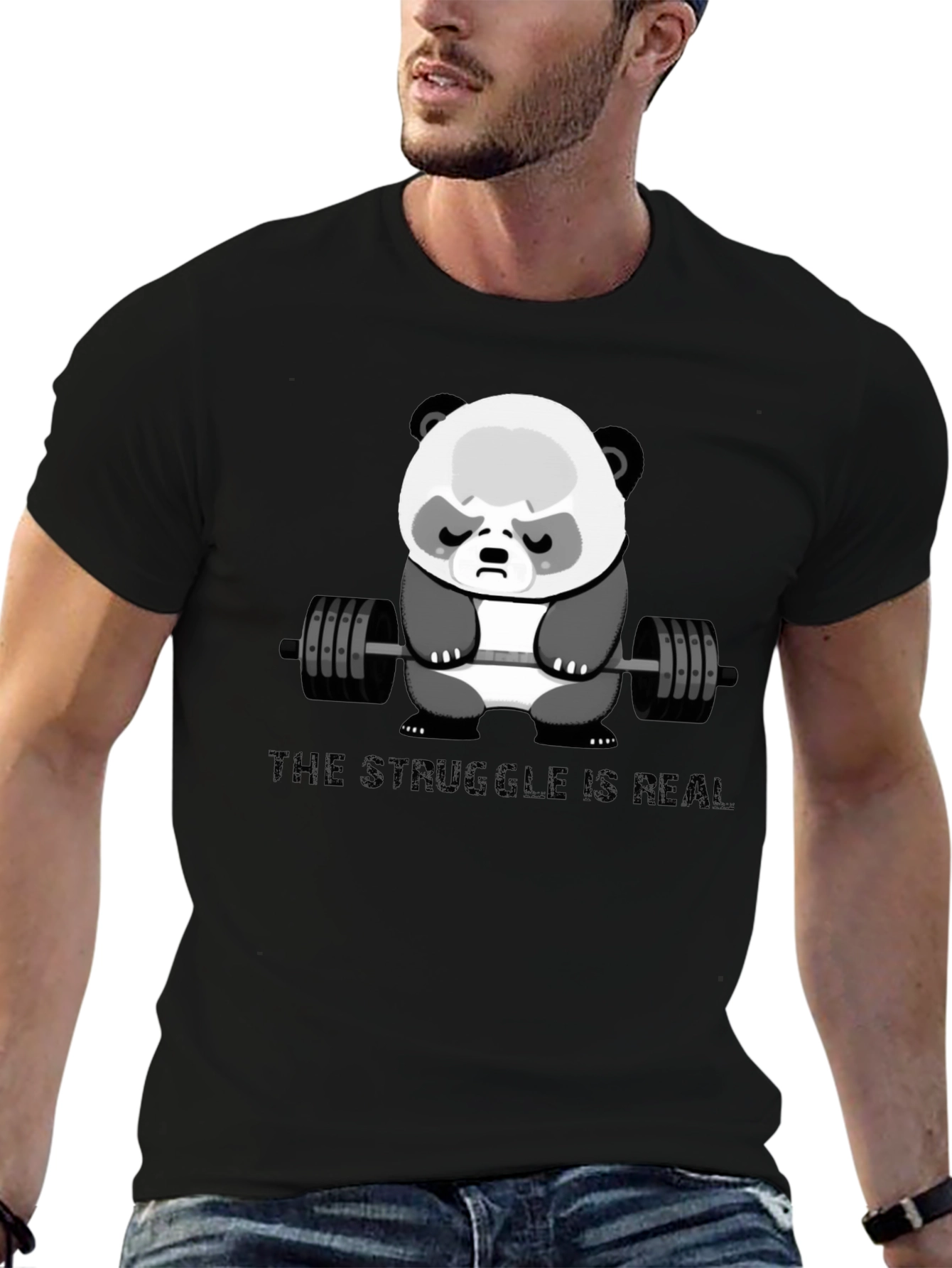 Weightlifting Panda T-Shirt - The Struggle Is Real