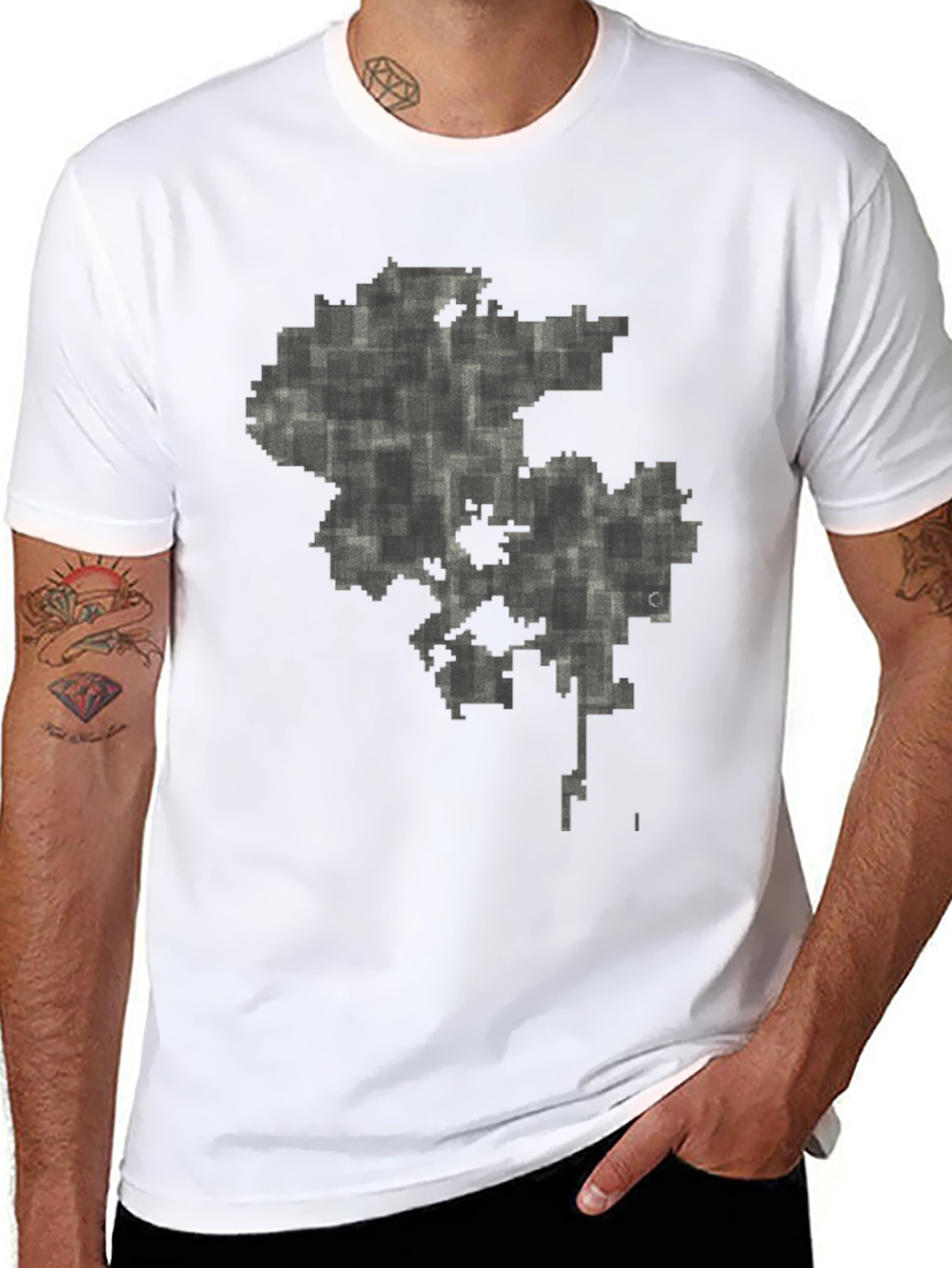 Abstract Pixel Map Graphic Tee - Black