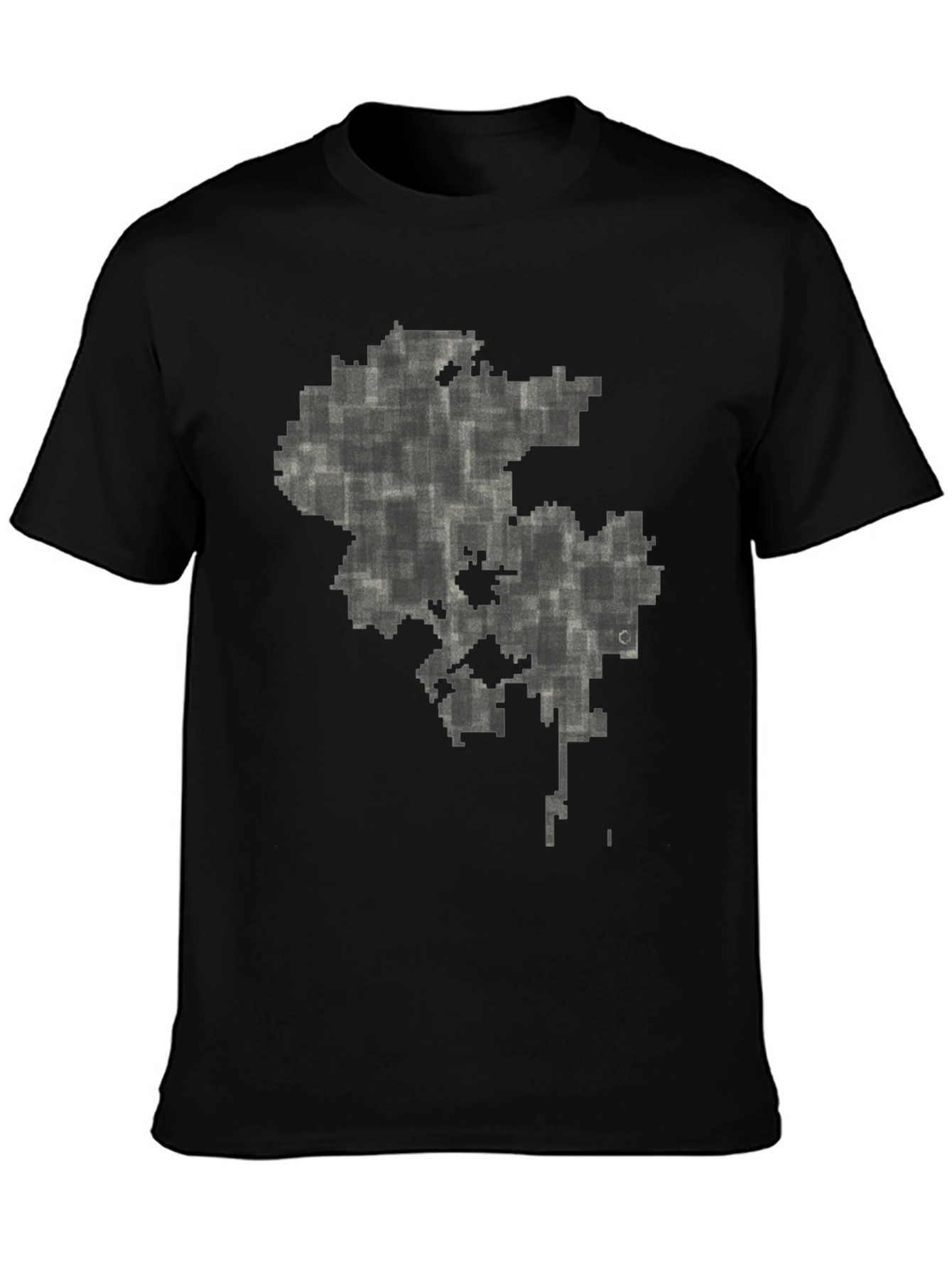 Abstract Pixel Map Graphic Tee - Black
