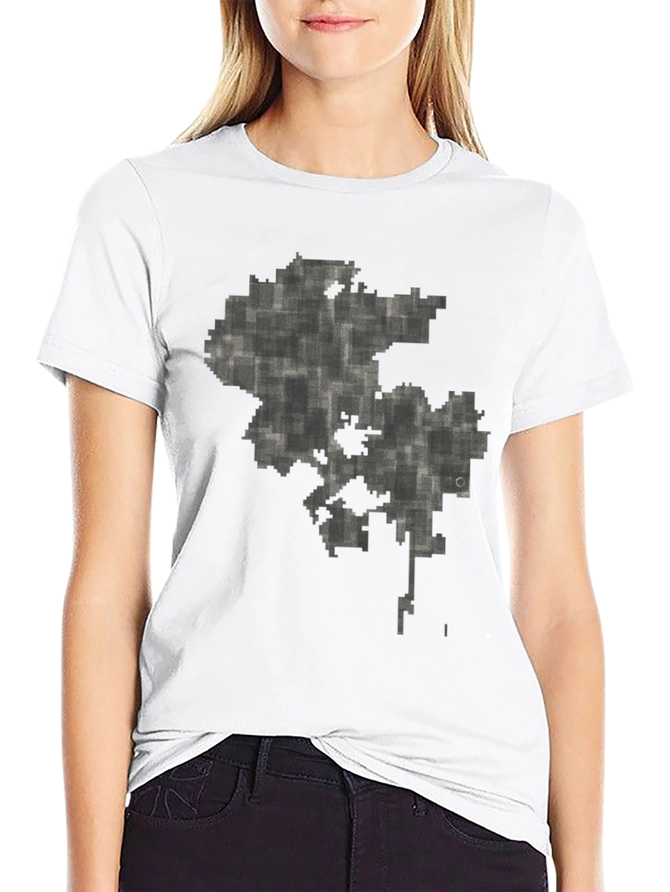Abstract Pixel Map Graphic Tee - Black