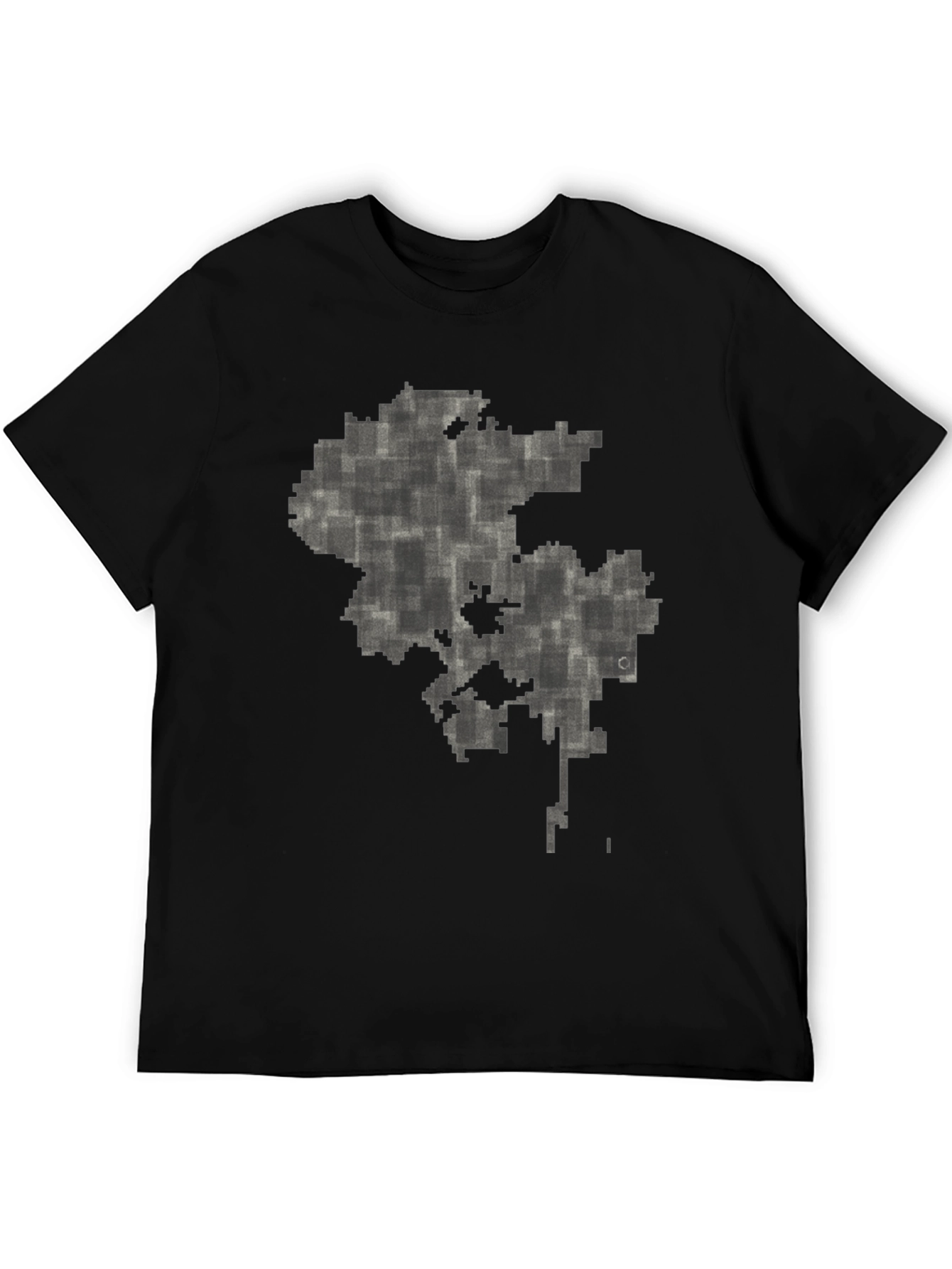 Abstract Pixel Map Graphic Tee - Black