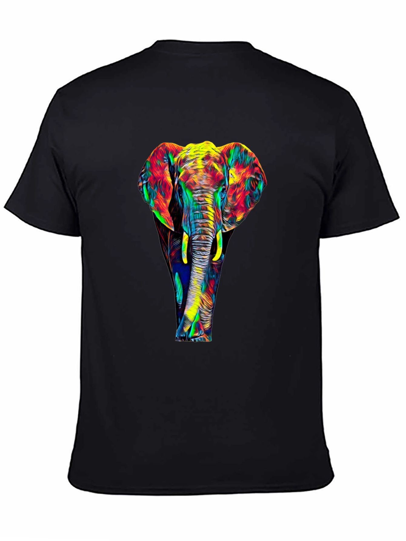 Vibrant Elephant Graphic Black T-Shirt