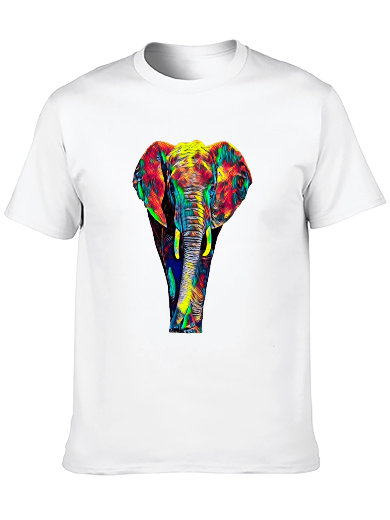 Vibrant Elephant Graphic Black T-Shirt