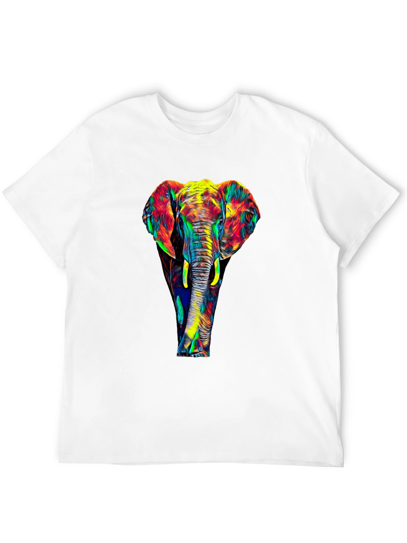 Vibrant Elephant Graphic Black T-Shirt