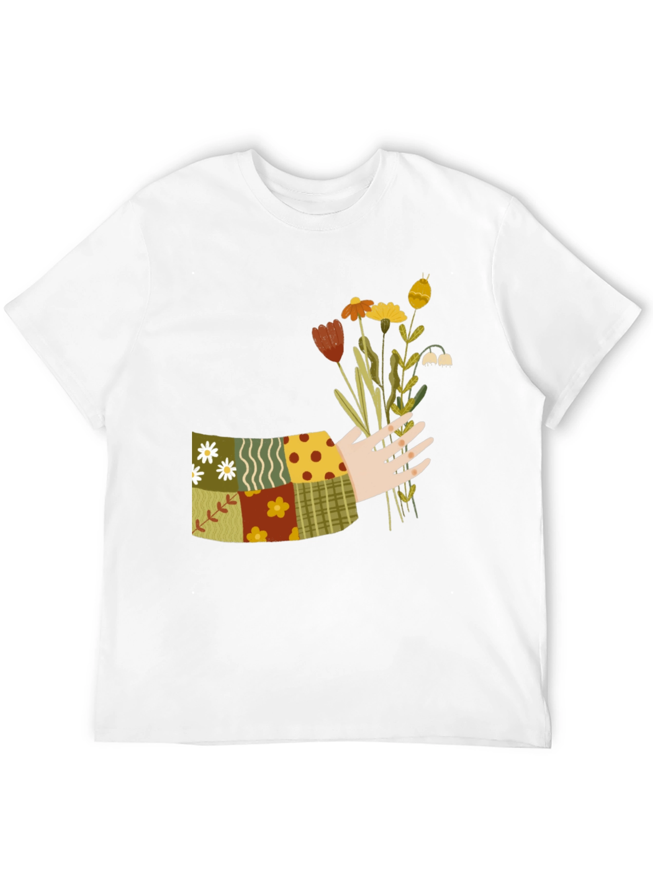 Floral Patchwork Graphic Tee - Black