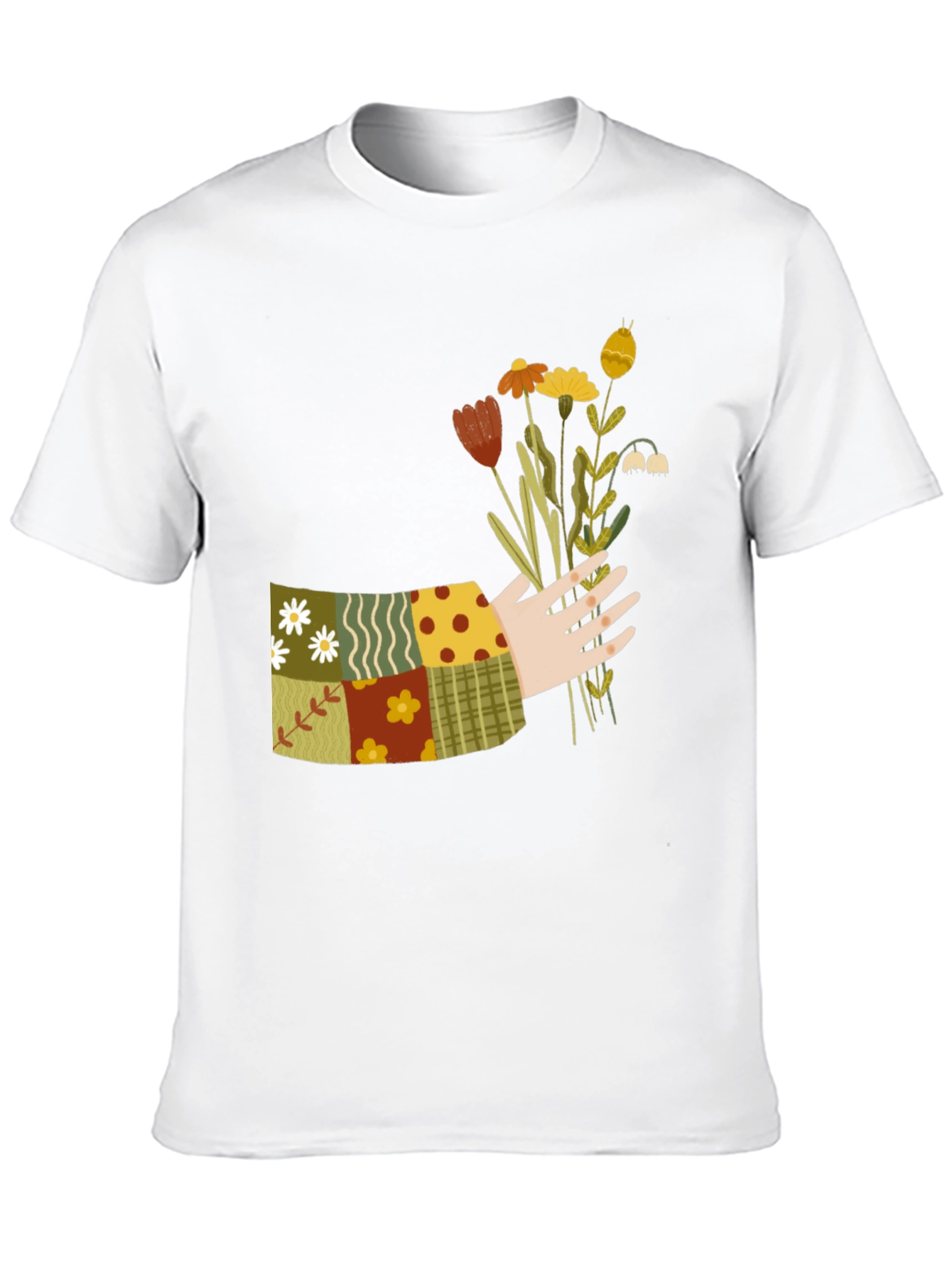 Floral Patchwork Graphic Tee - Black