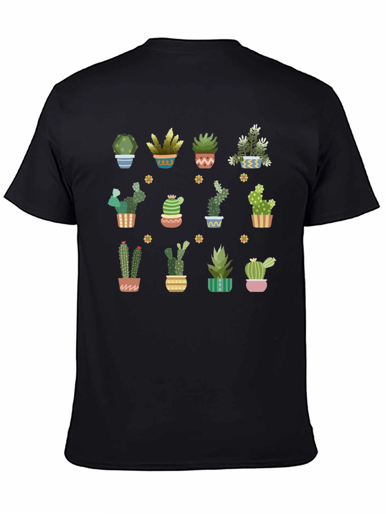 Cactus Plant Graphic Print Black T-Shirt