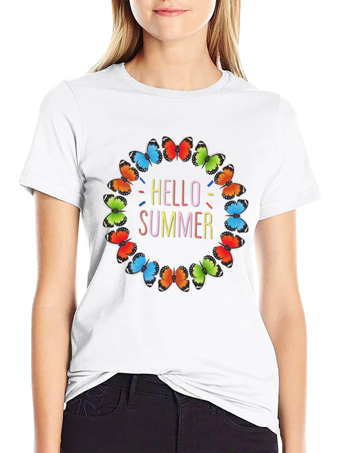 Hello Summer Butterfly Graphic Tee