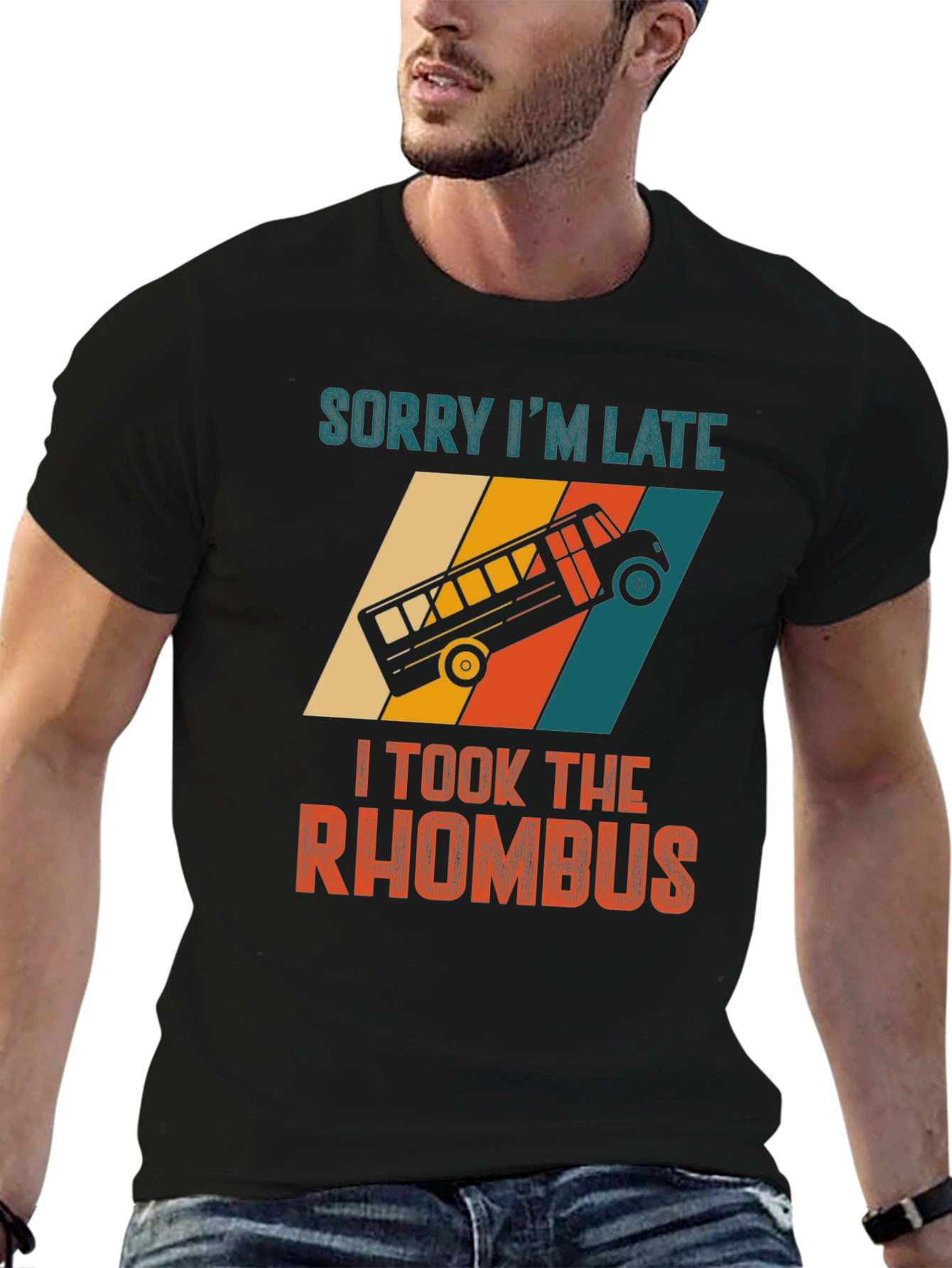 Sorry Im Late Rhombus Bus Graphic Tee