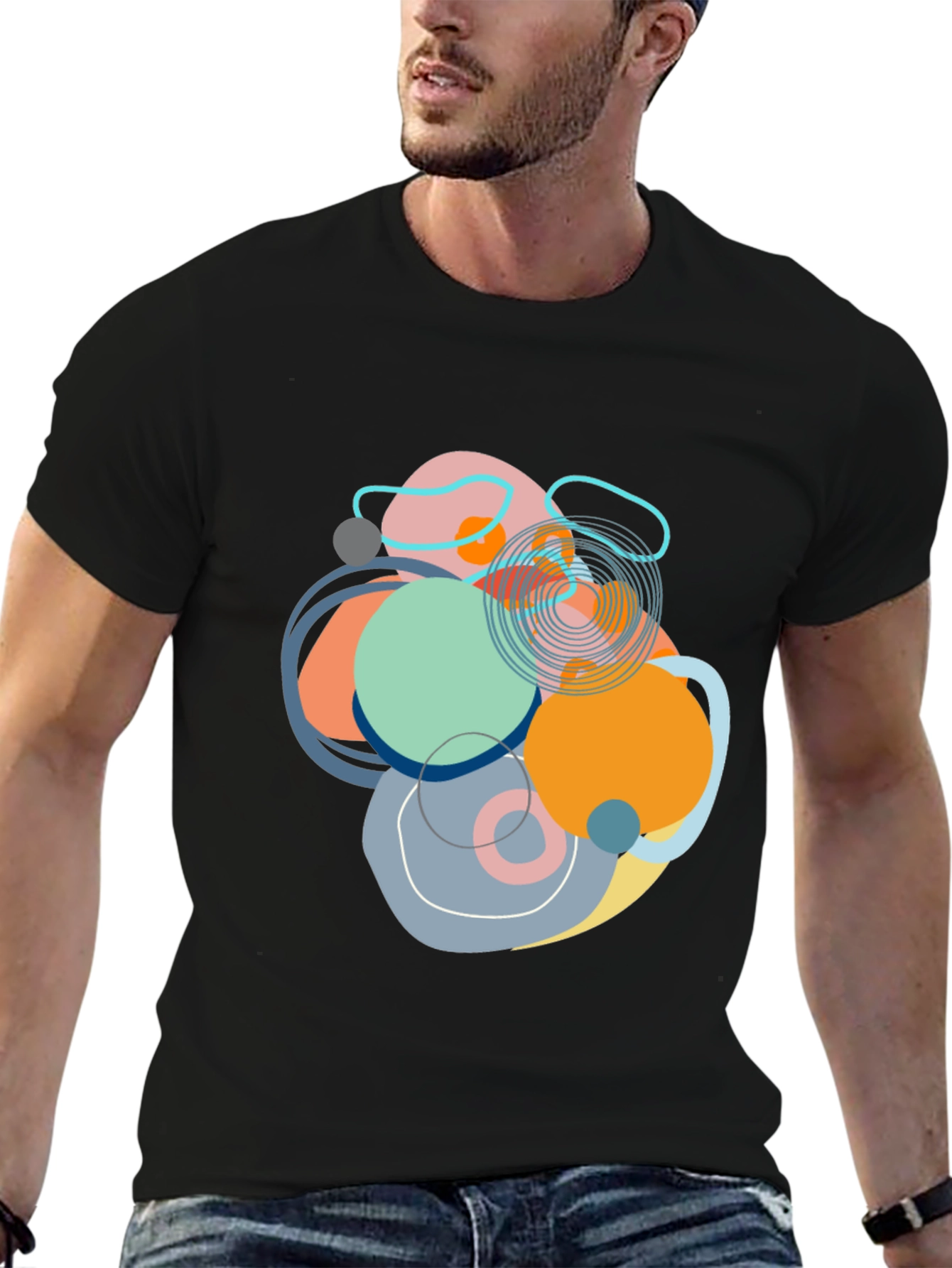 Abstract Circles Graphic Tee - Modern Art Shirt