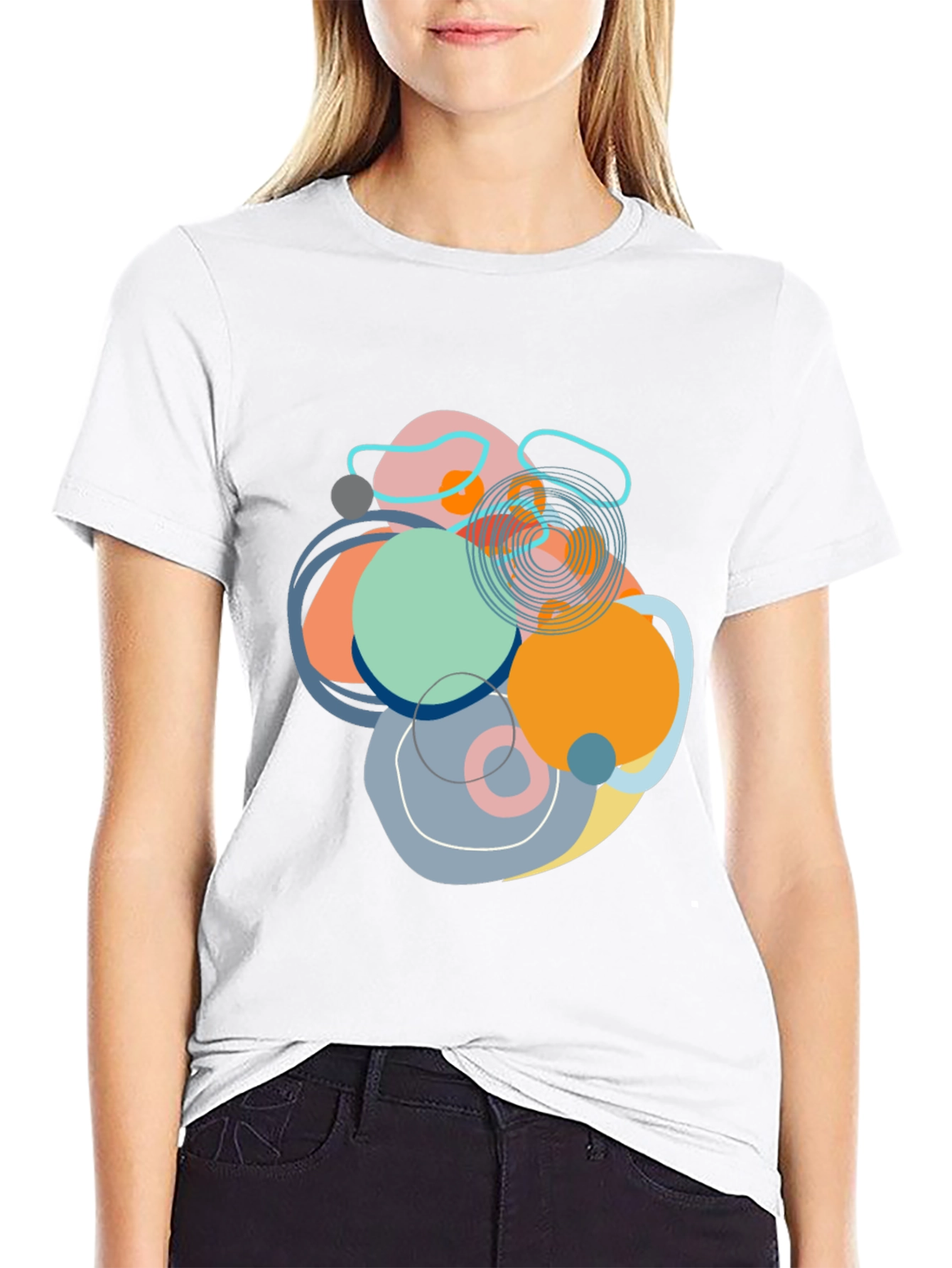 Abstract Circles Graphic Tee - Modern Art Shirt