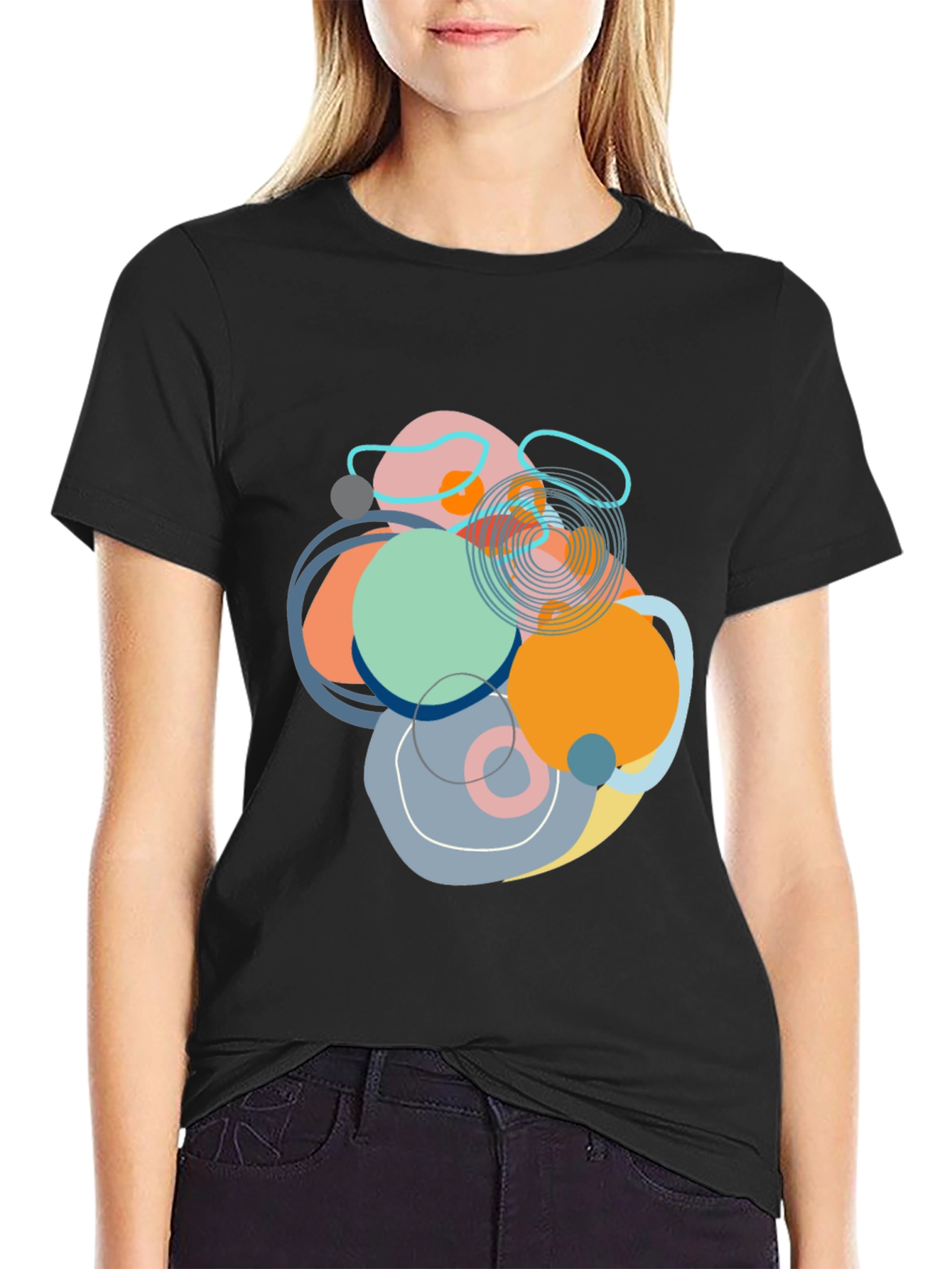 Abstract Circles Graphic Tee - Modern Art Shirt