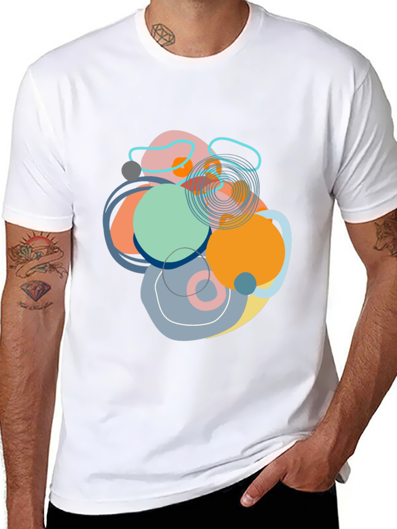 Abstract Circles Graphic Tee - Modern Art Shirt