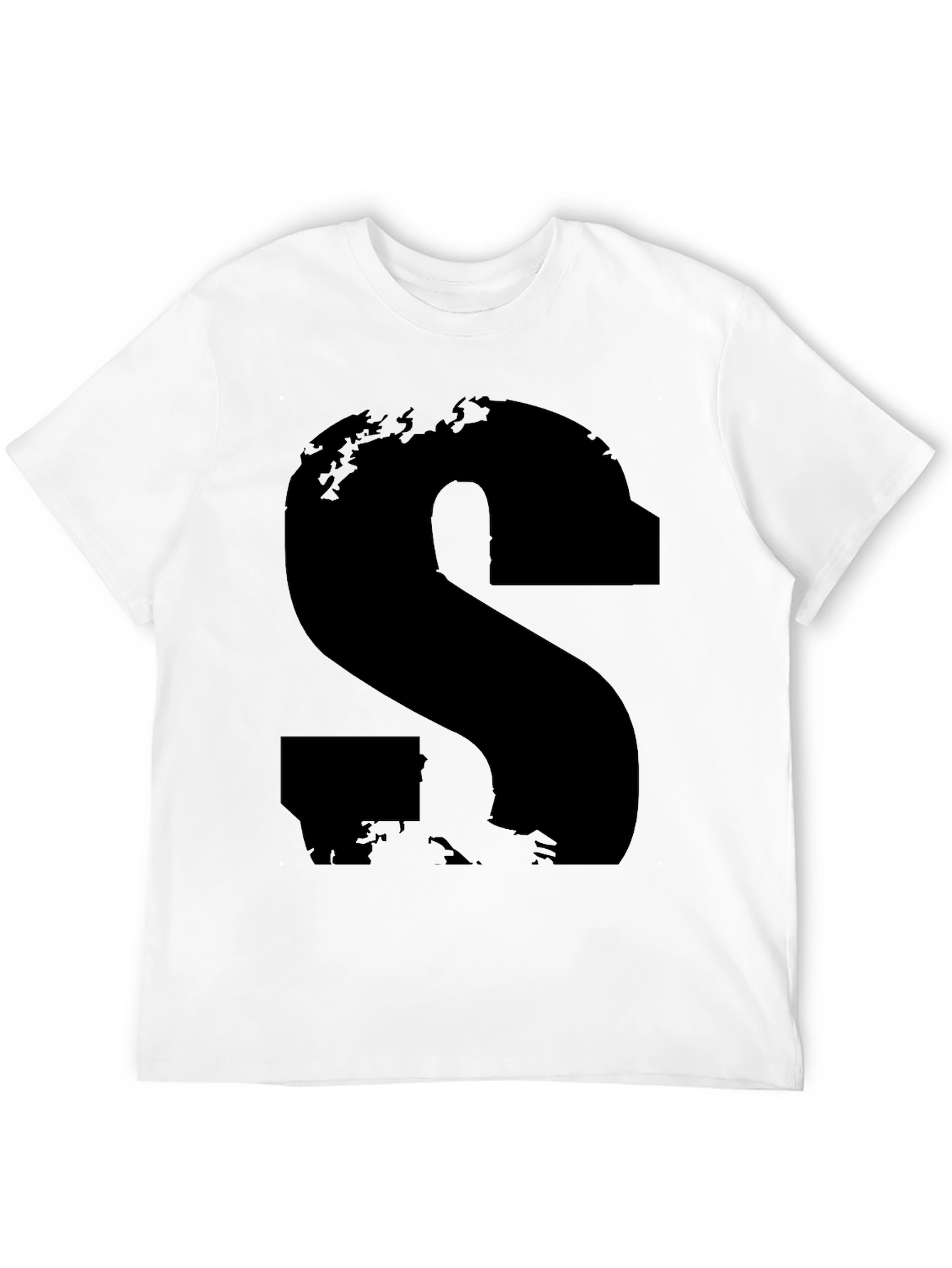 Abstract S Graphic Tee - Casual Black T-Shirt
