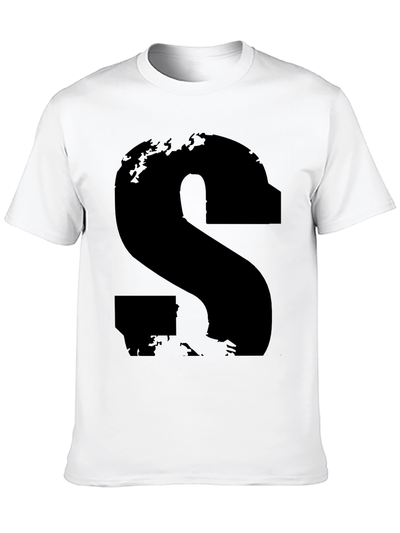 Abstract S Graphic Tee - Casual Black T-Shirt