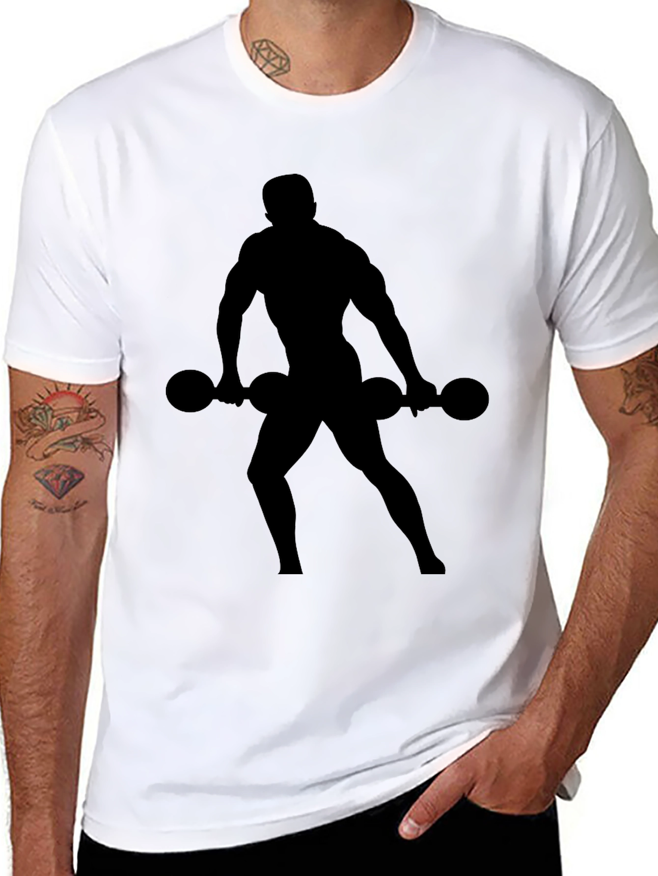 Mens Black Workout Silhouette T-Shirt