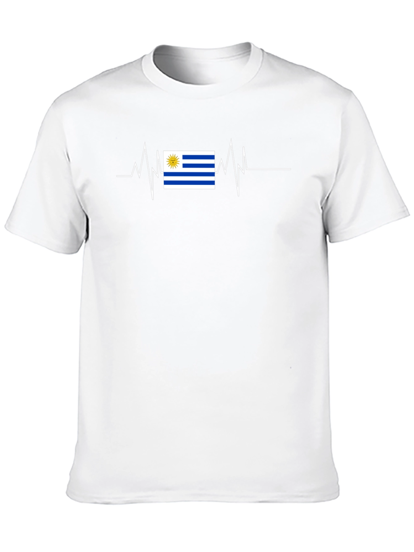 Uruguay Flag Heartbeat T-Shirt - Black
