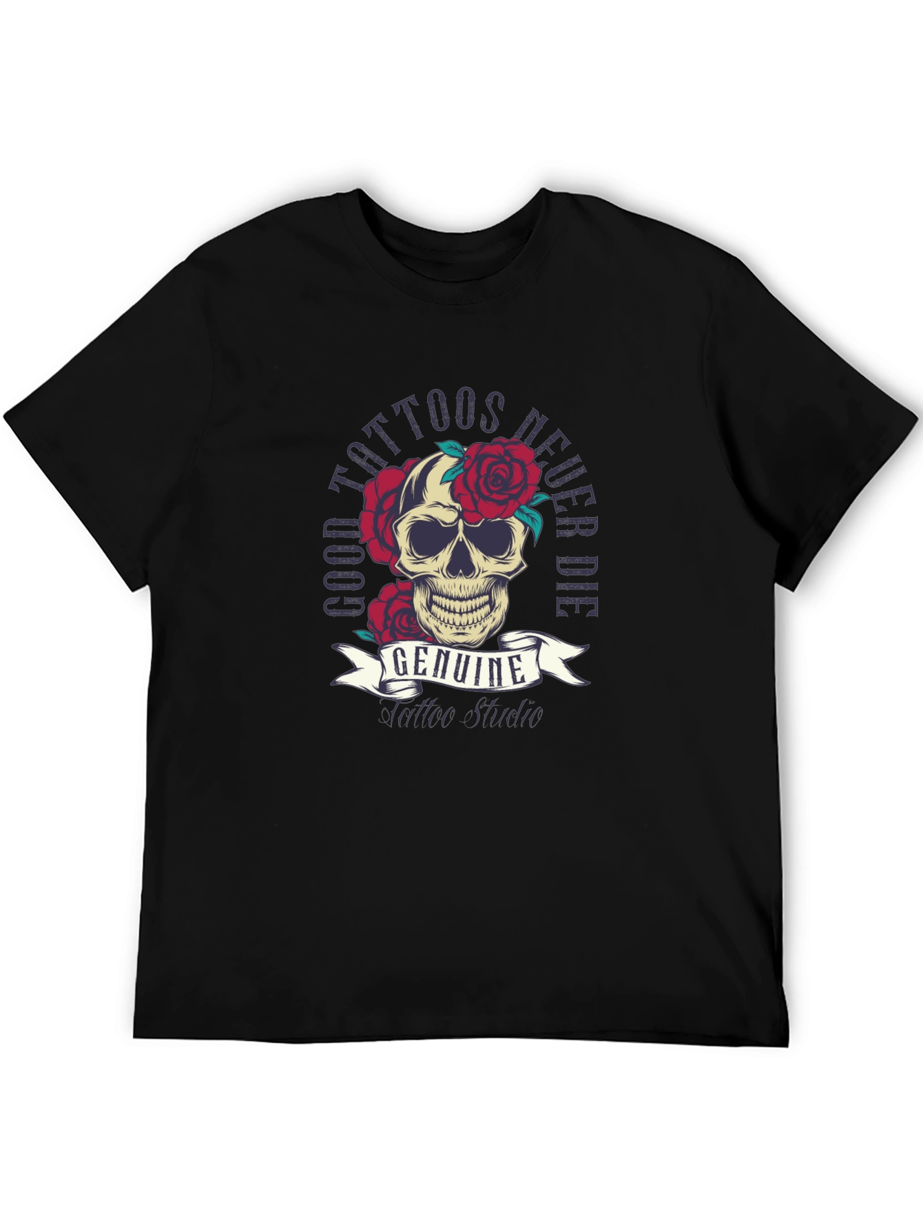 Skull & Roses Tattoo Style Graphic Tee