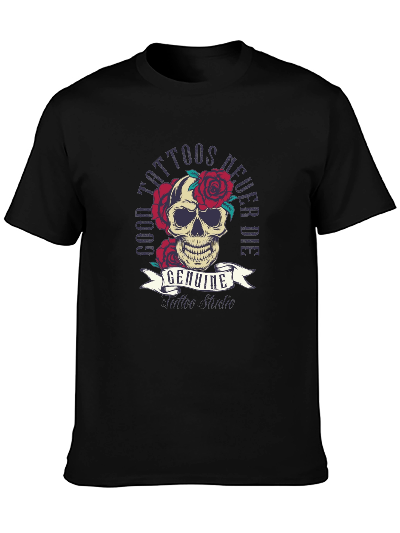 Skull & Roses Tattoo Style Graphic Tee