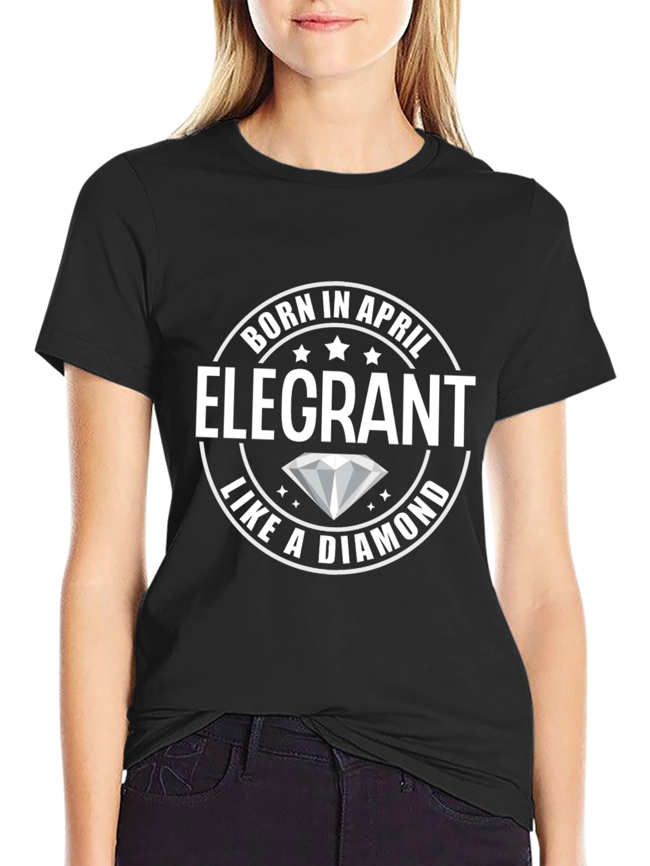 Born in April Elegant Diamond T-Shirt
