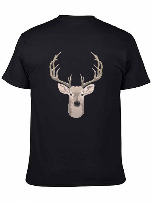 Deer Head Graphic Print Black T-Shirt