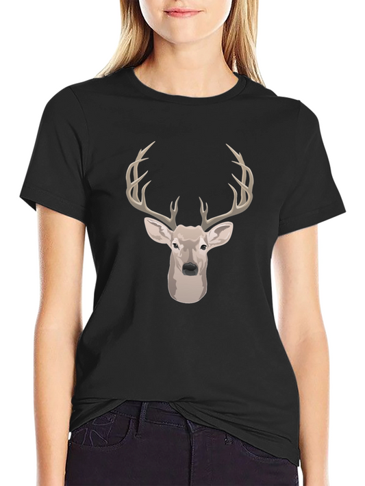 Deer Head Graphic Print Black T-Shirt