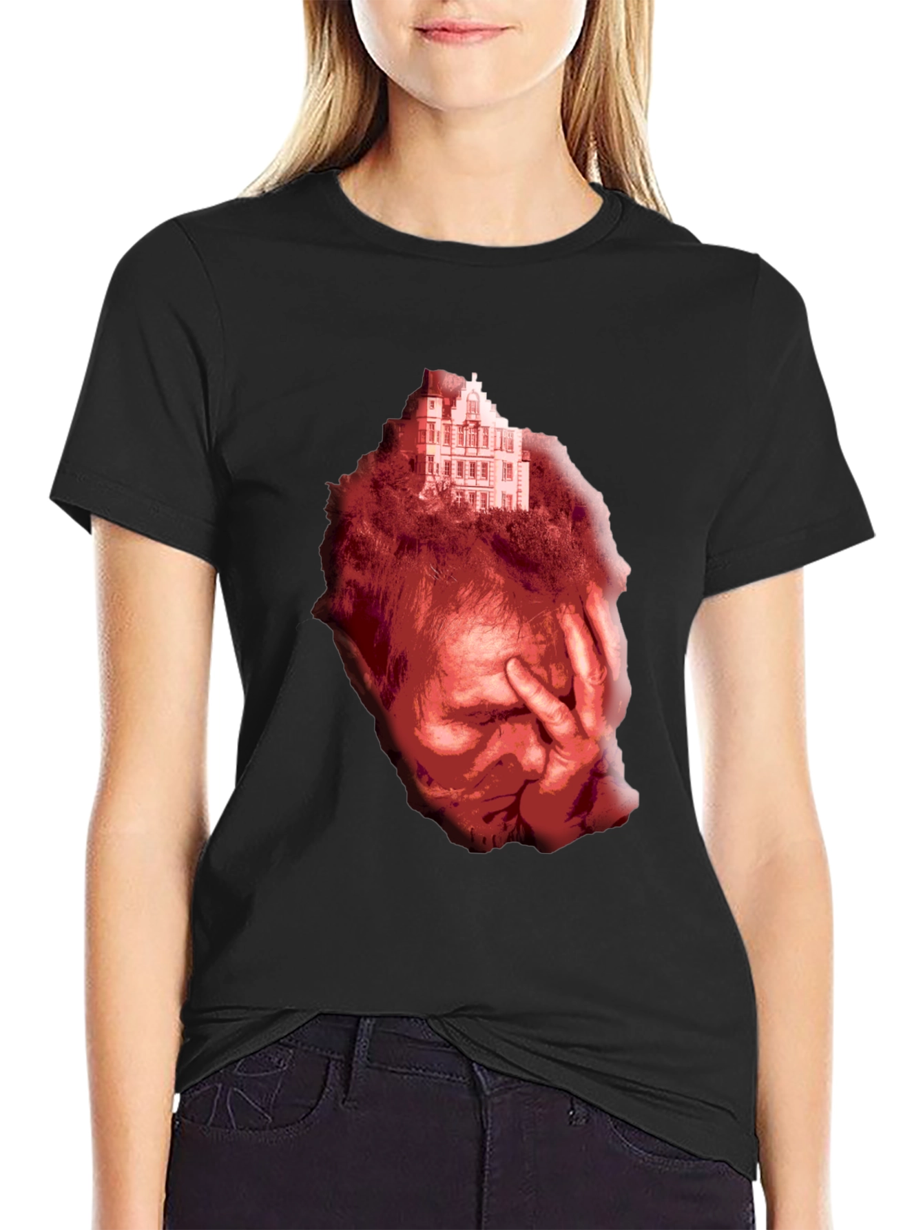 Distressed Graphic Print Tee - Unisex Black T-Shirt