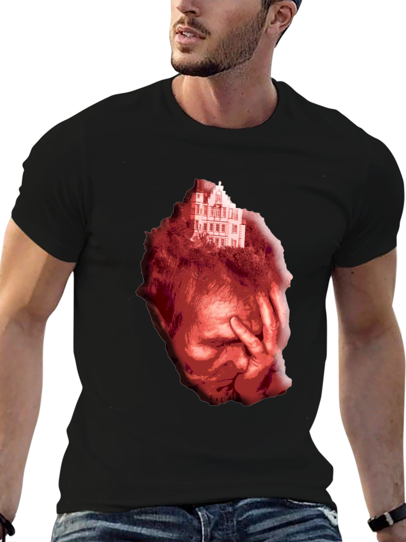Distressed Graphic Print Tee - Unisex Black T-Shirt