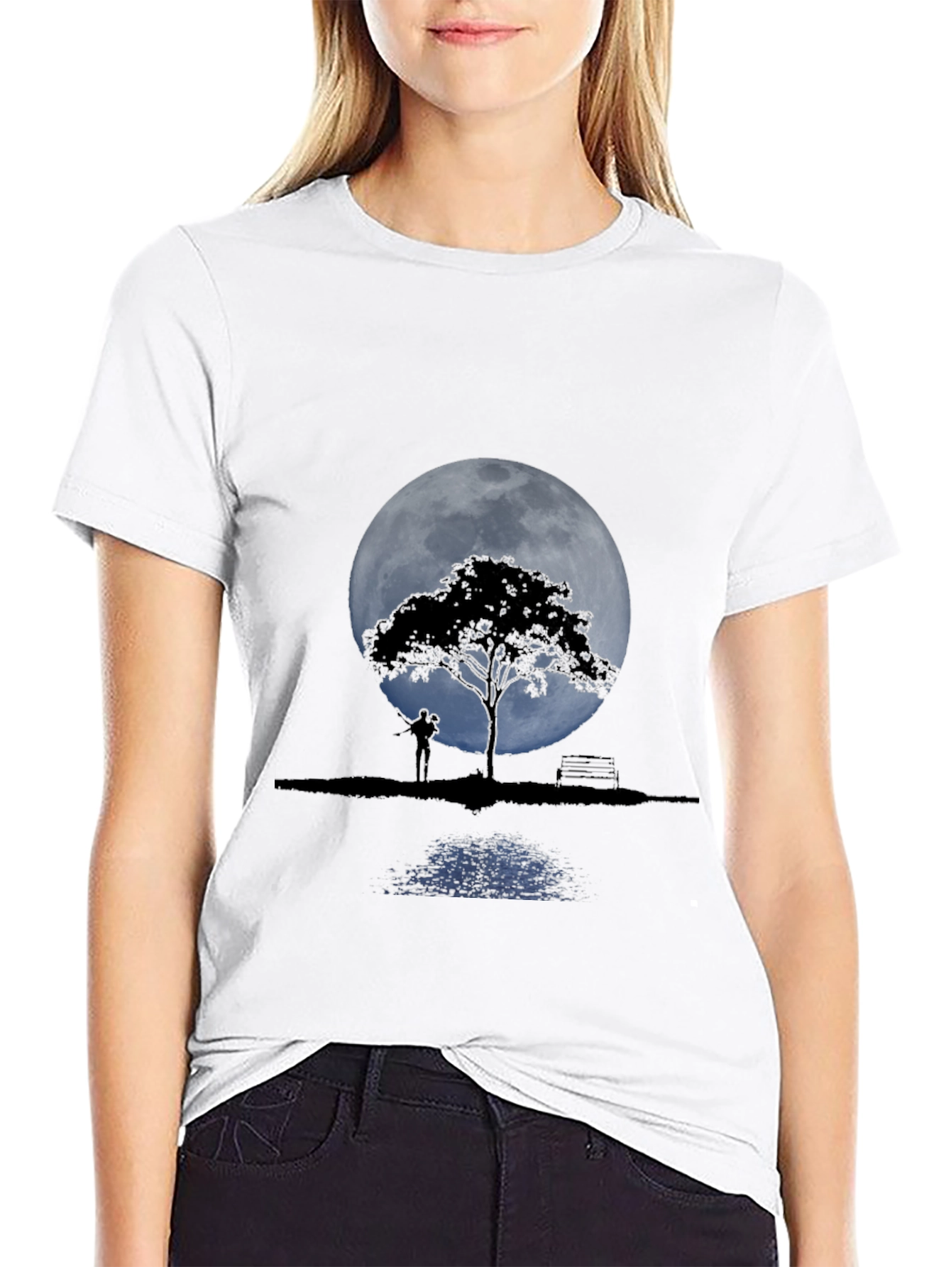 Moonlit Tree Graphic Tee - Romantic Design