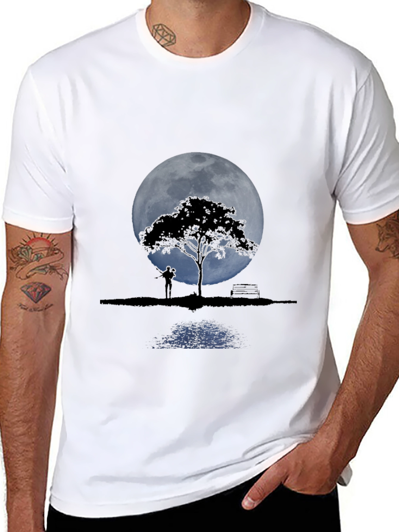 Moonlit Tree Graphic Tee - Romantic Design