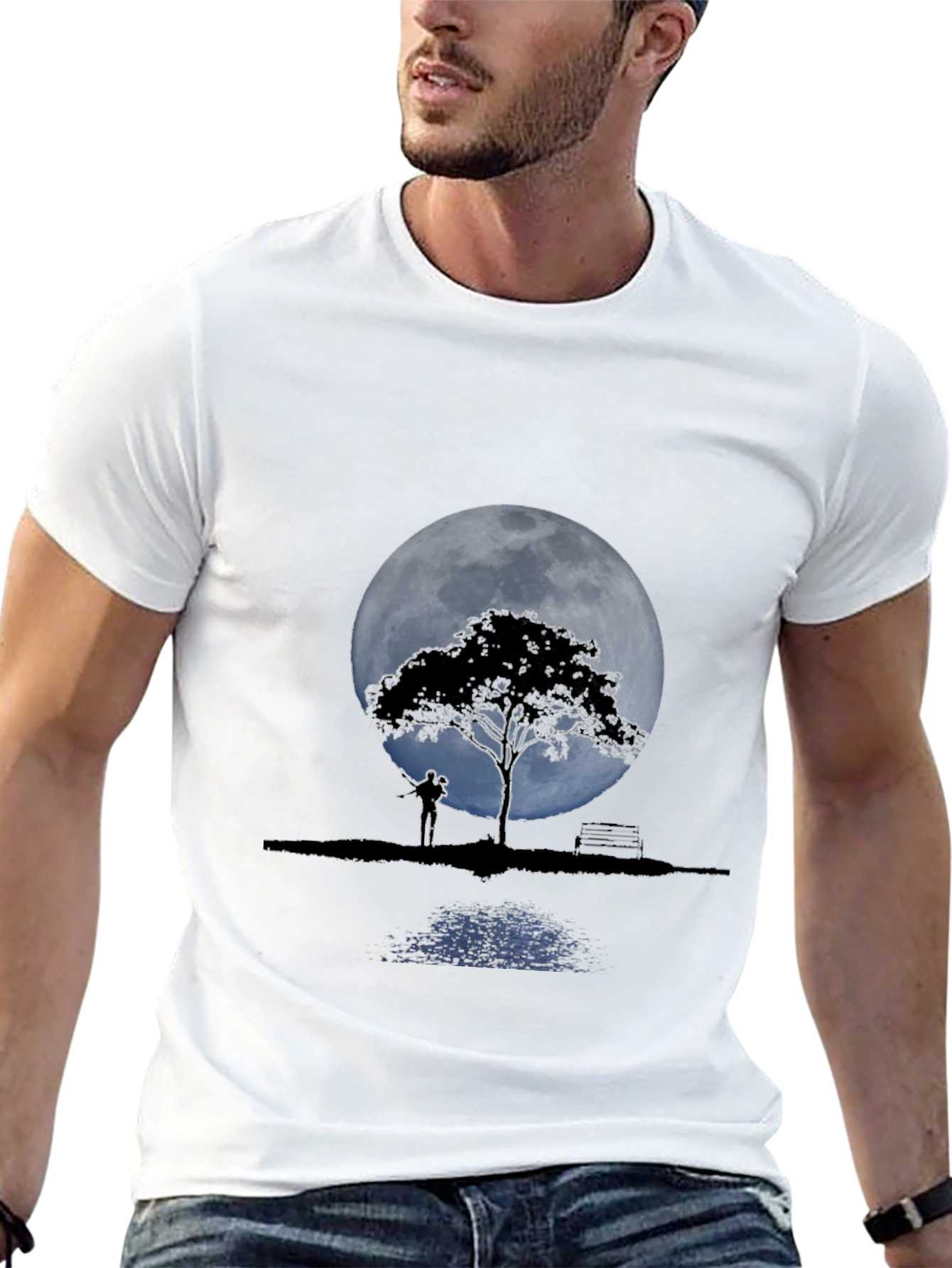 Moonlit Tree Graphic Tee - Romantic Design