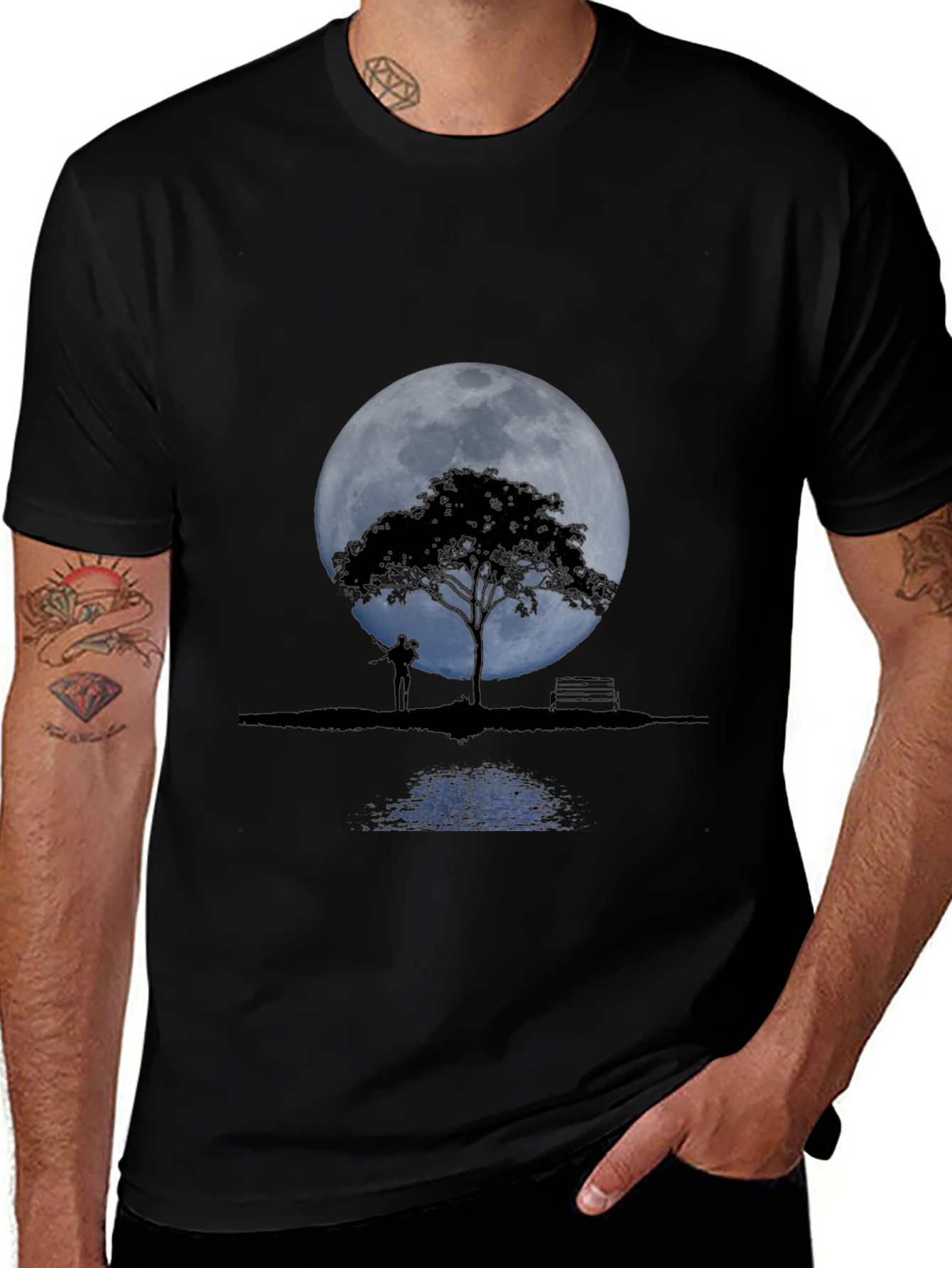 Moonlit Tree Graphic Tee - Romantic Design
