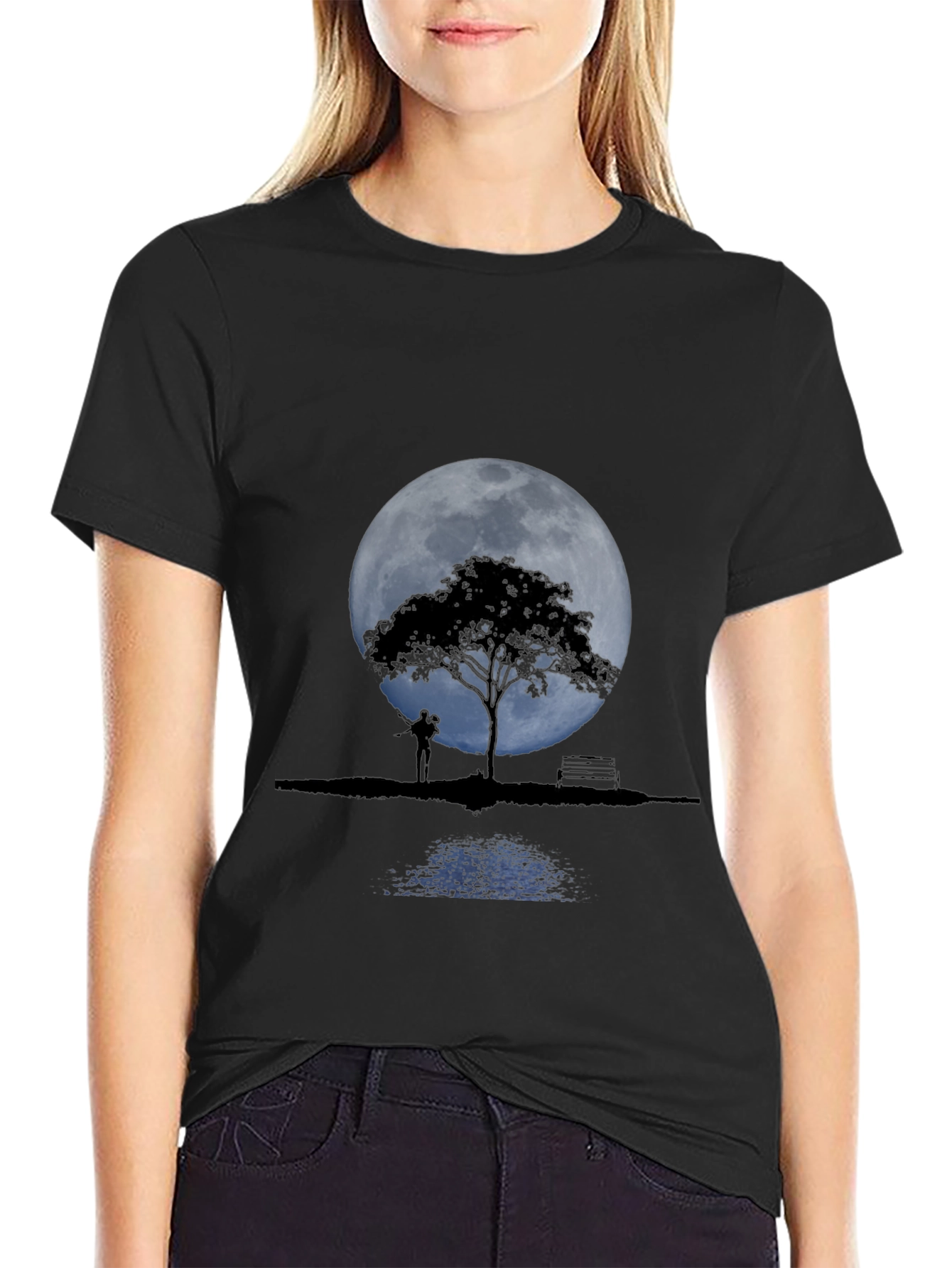 Moonlit Tree Graphic Tee - Romantic Design