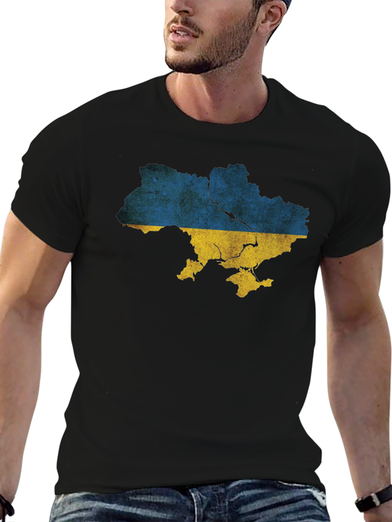 Ukraine Map T-Shirt - Distressed Flag Tee