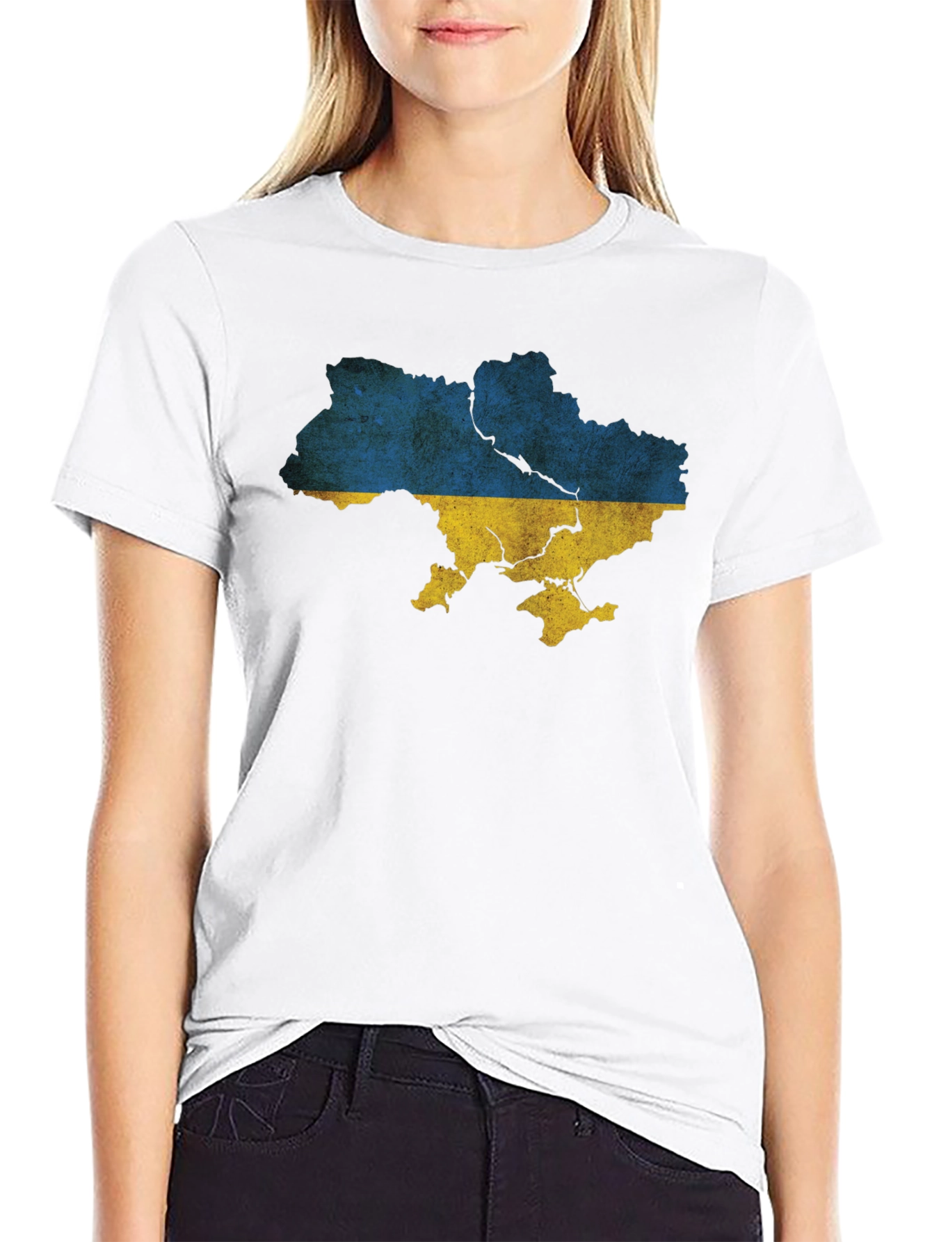 Ukraine Map T-Shirt - Distressed Flag Tee