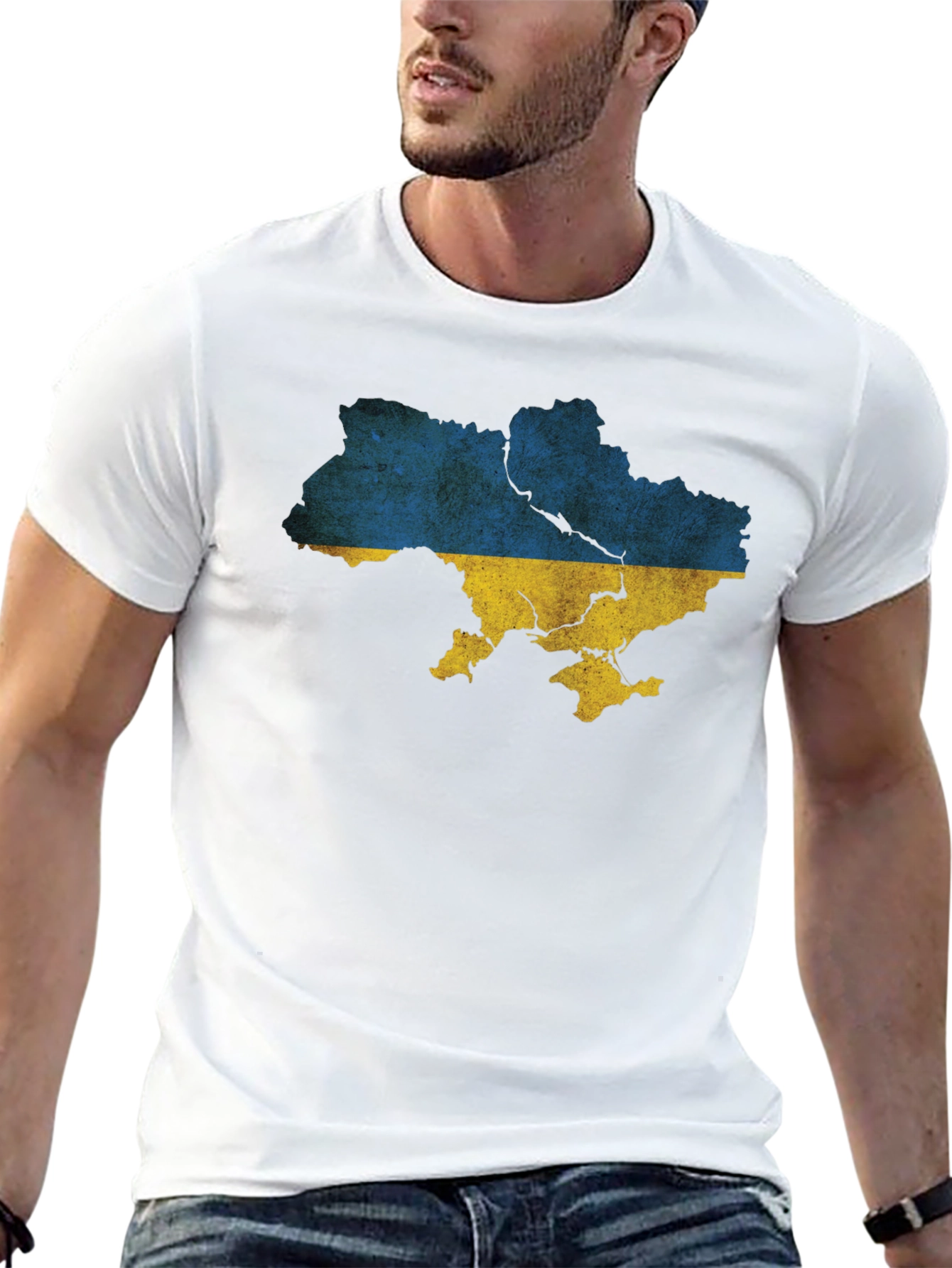 Ukraine Map T-Shirt - Distressed Flag Tee