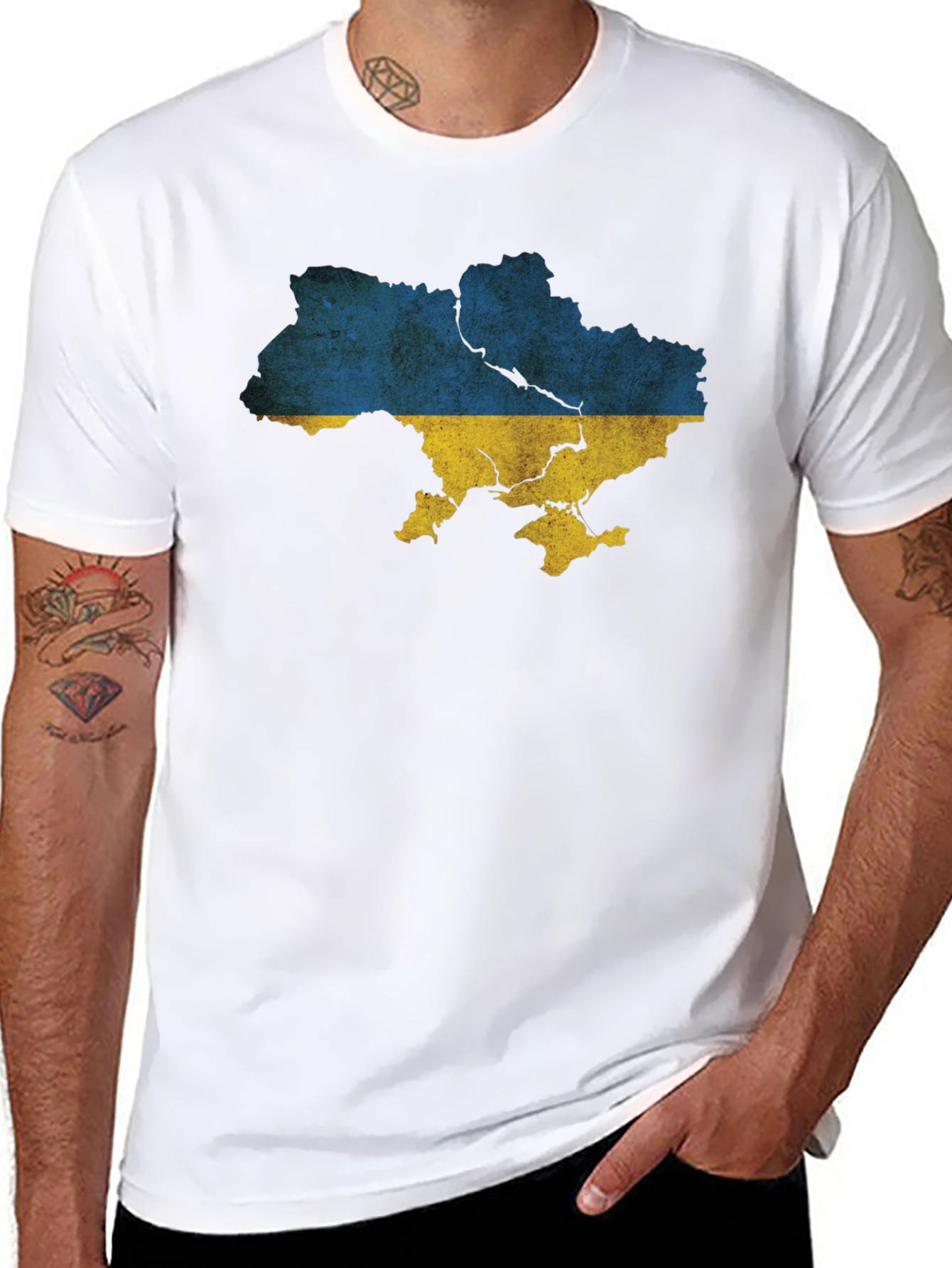 Ukraine Map T-Shirt - Distressed Flag Tee