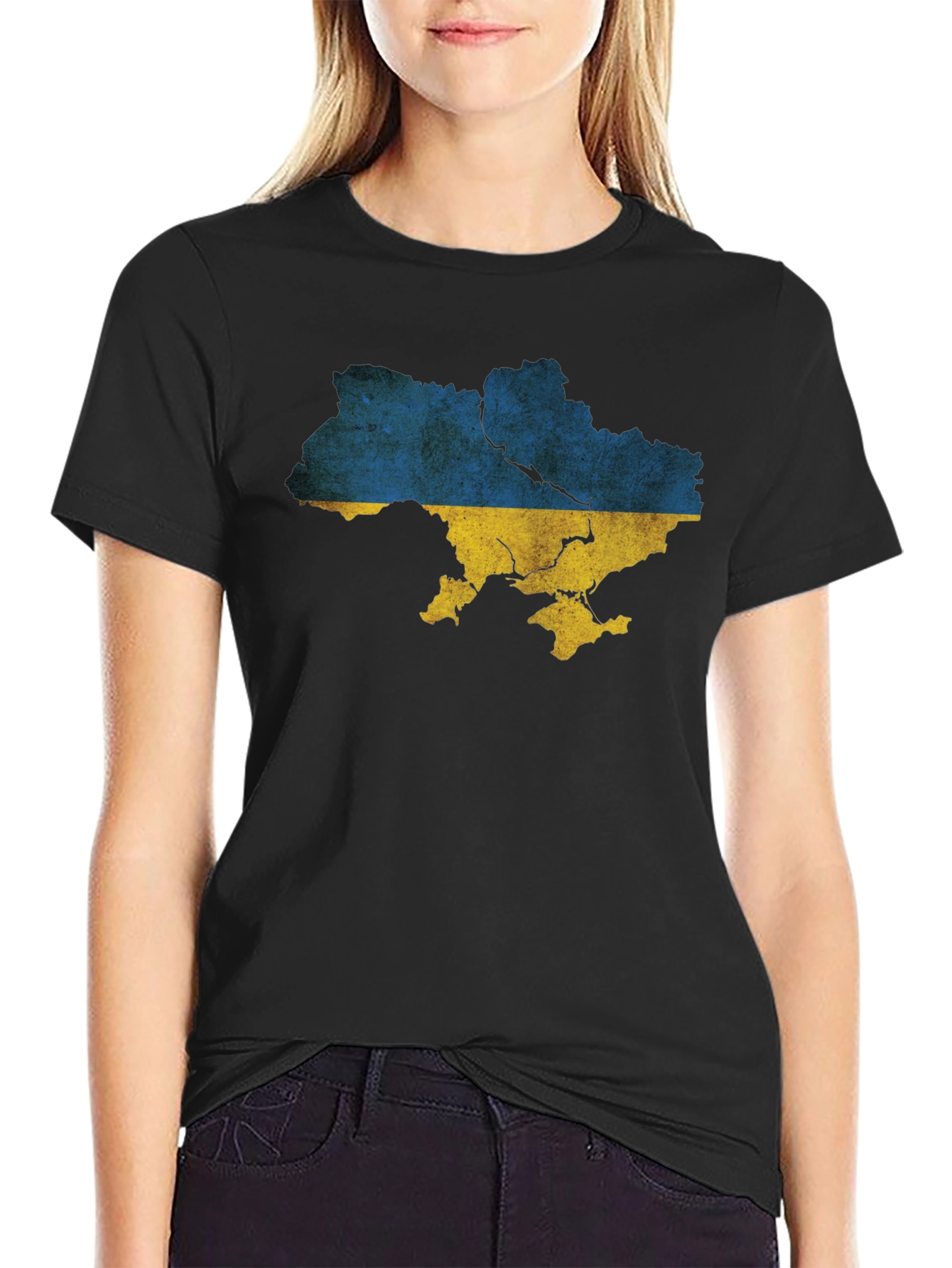 Ukraine Map T-Shirt - Distressed Flag Tee