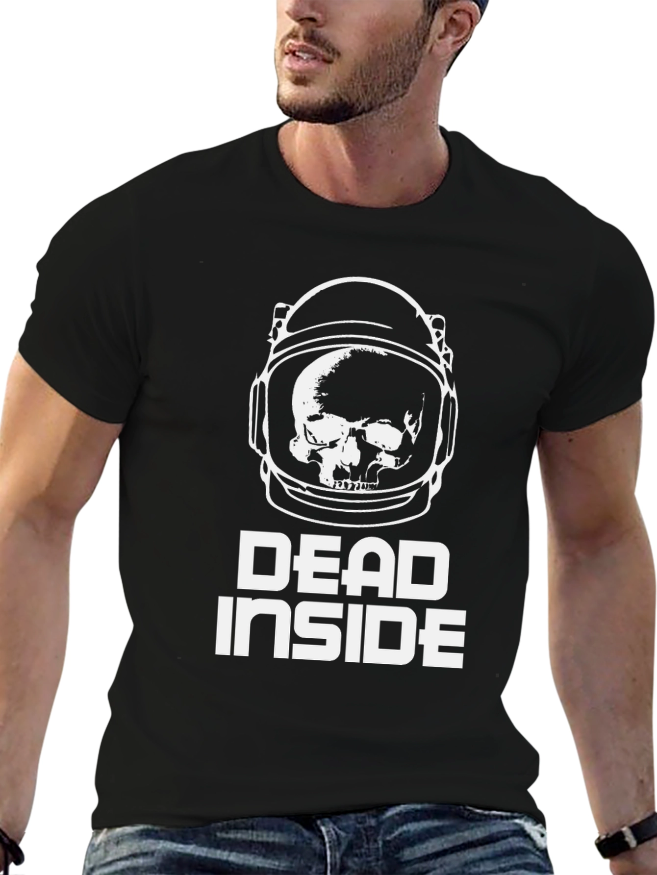 Dead Inside Astronaut Skull Graphic Tee - Black