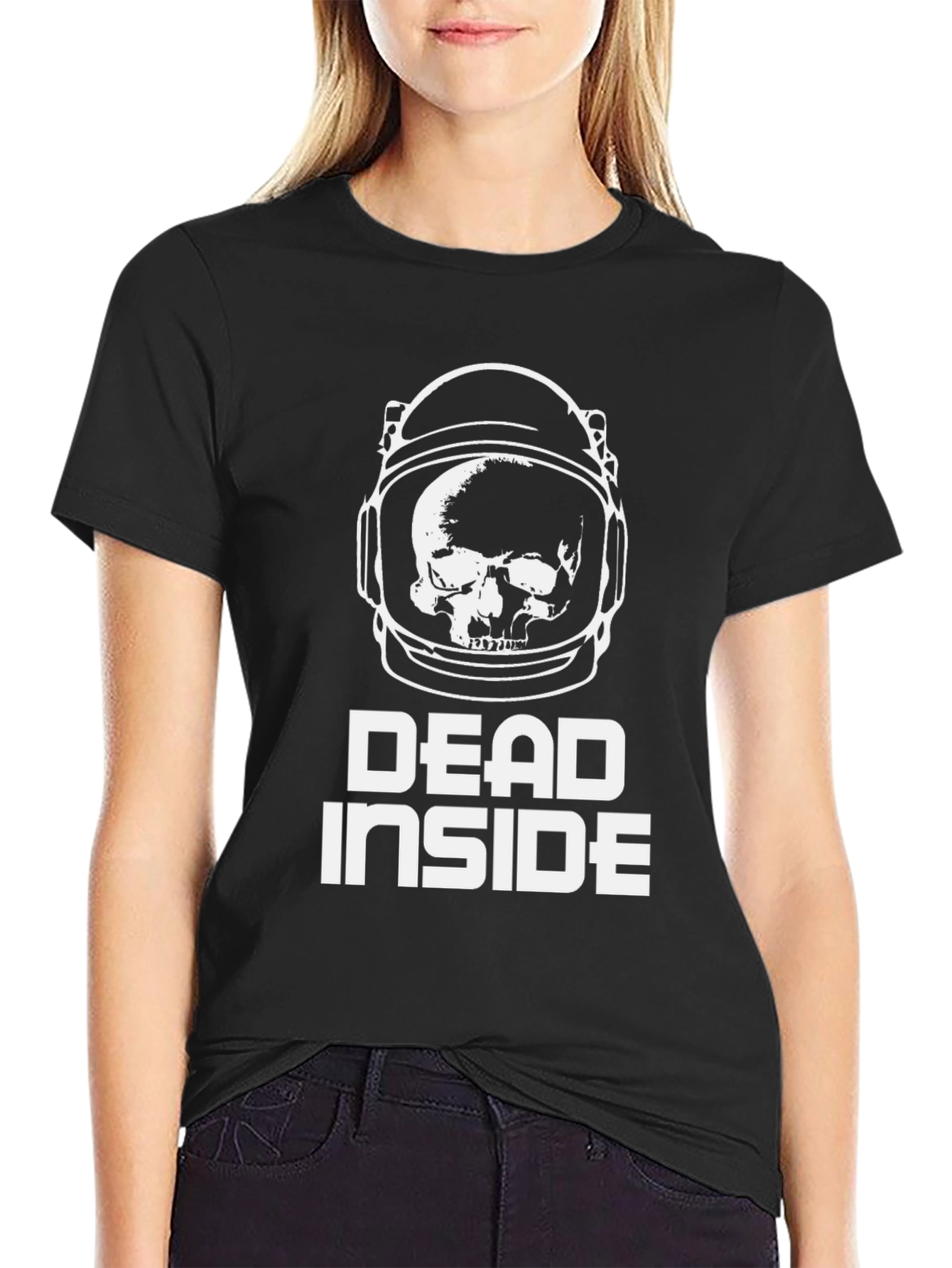 Dead Inside Astronaut Skull Graphic Tee - Black