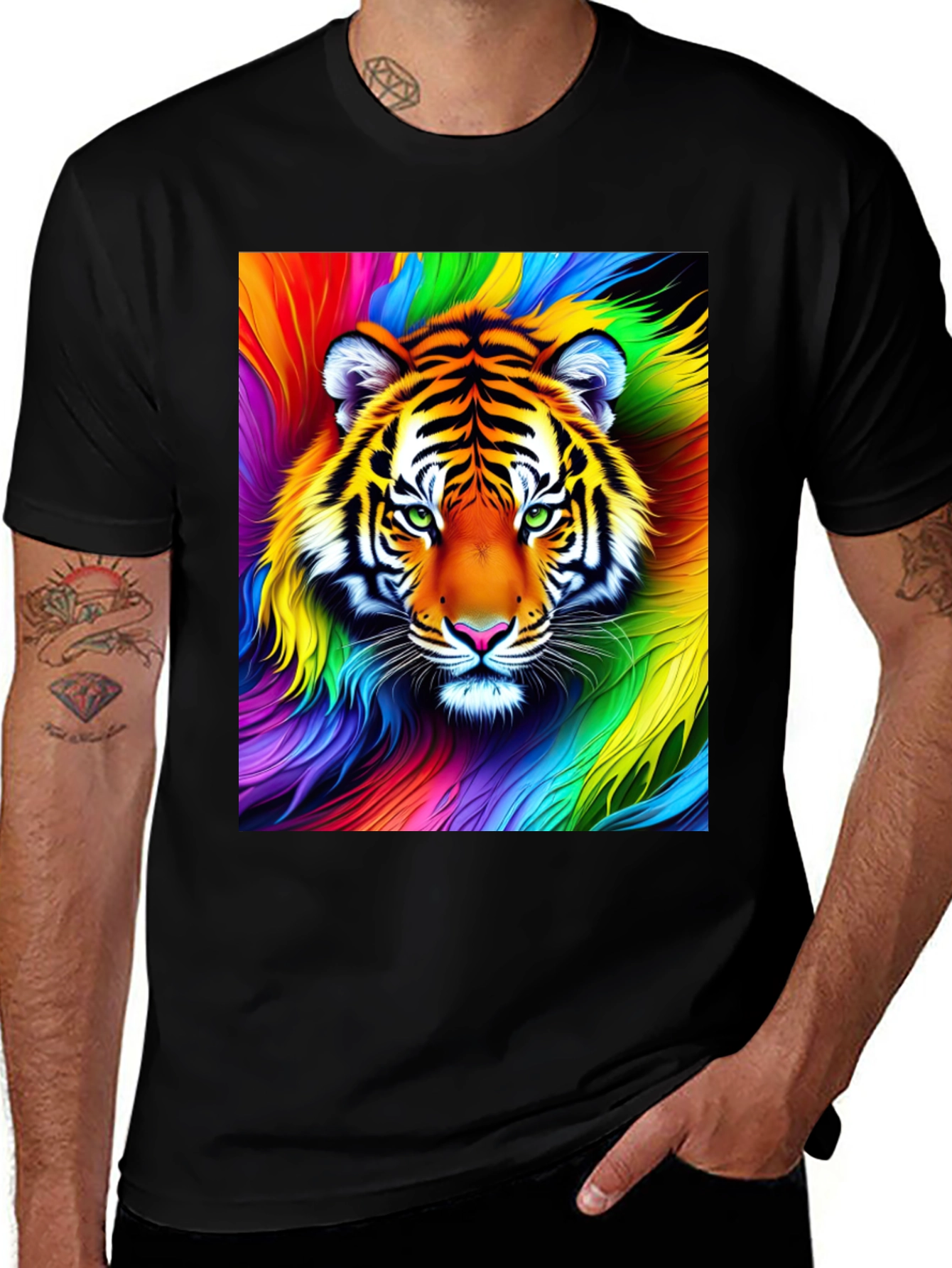 Rainbow Tiger Graphic Tee - Vibrant Unisex Shirt