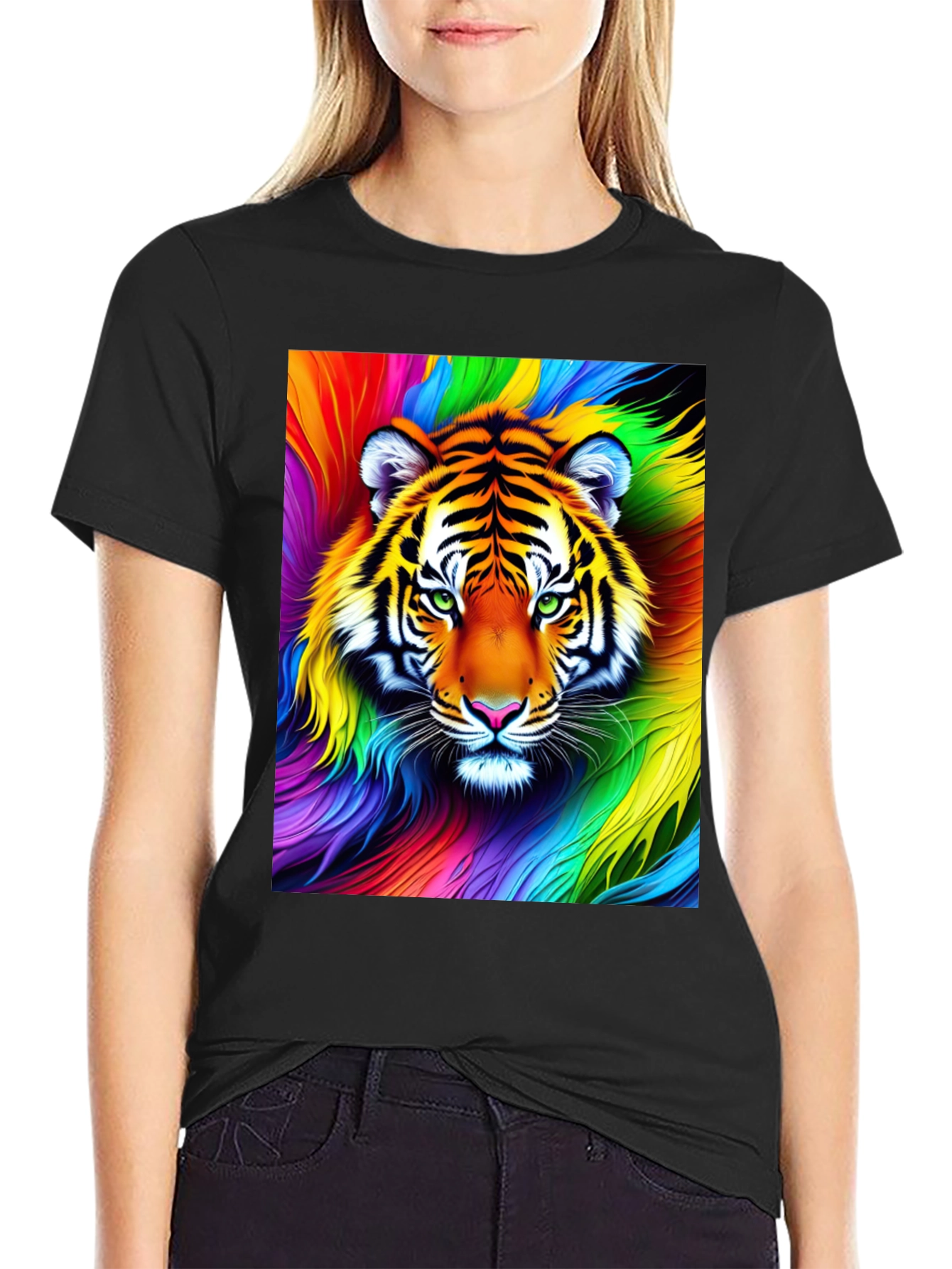 Rainbow Tiger Graphic Tee - Vibrant Unisex Shirt