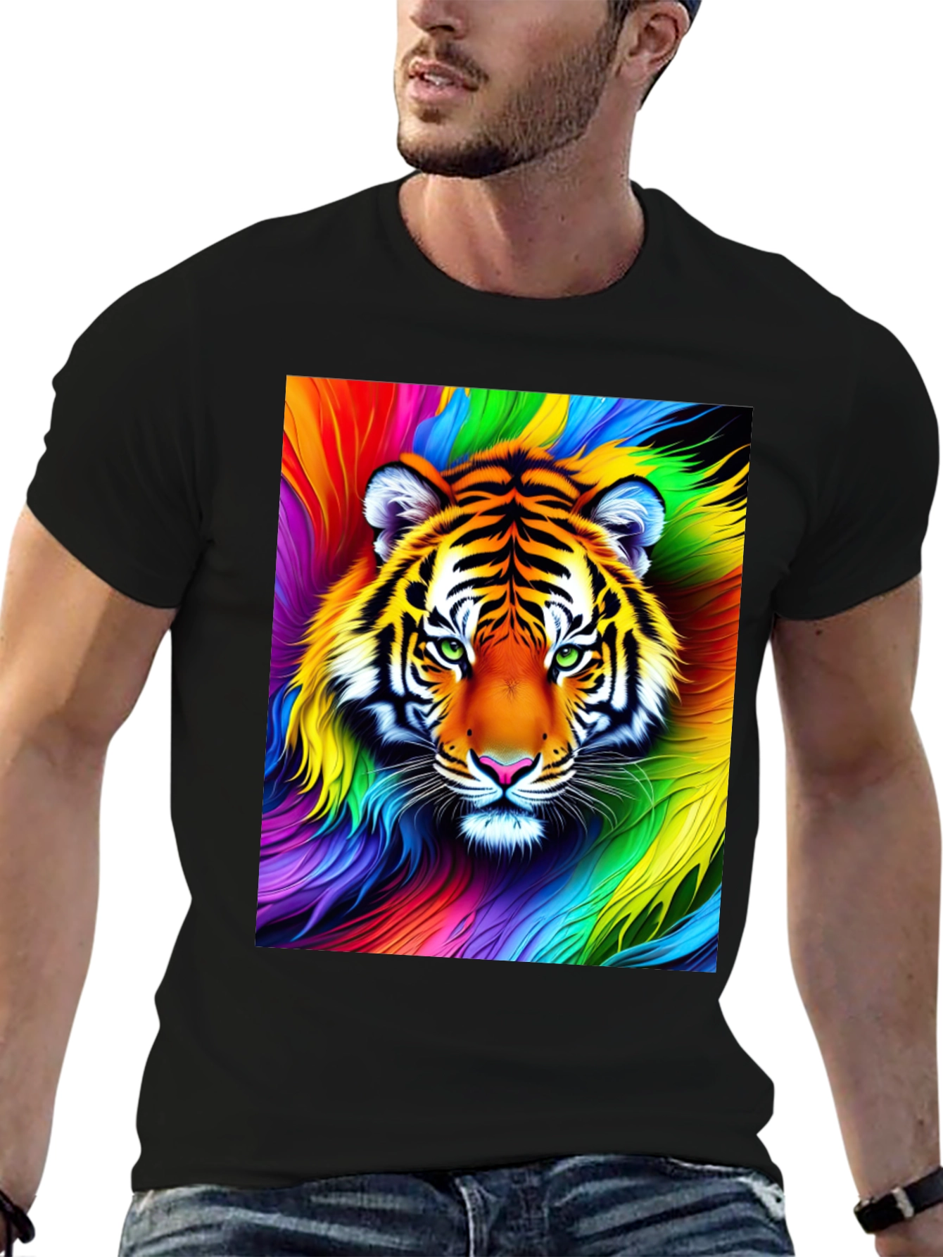 Rainbow Tiger Graphic Tee - Vibrant Unisex Shirt
