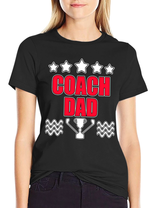 Coach Dad T-Shirt with Trophy & Stars Graphic Tee