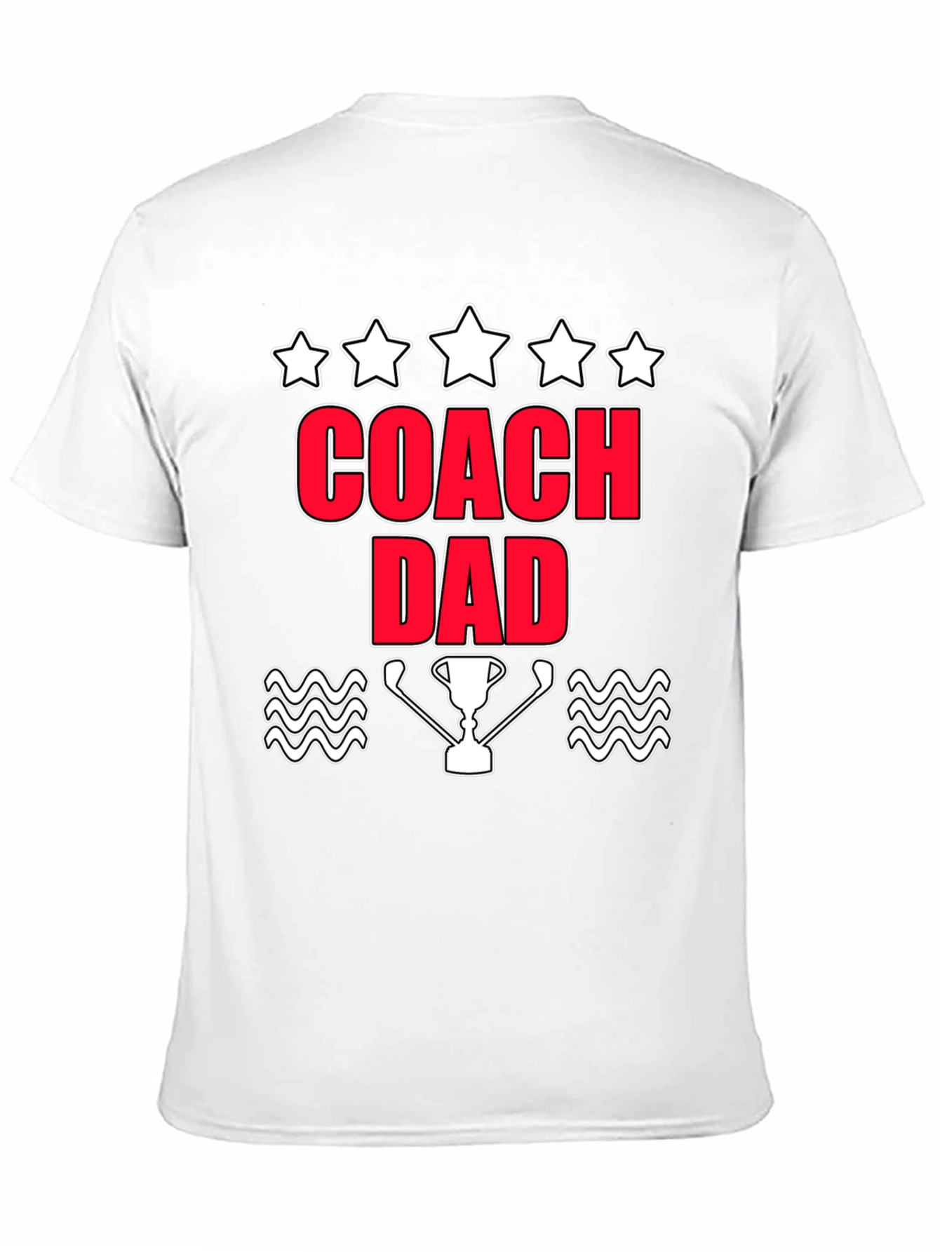 Coach Dad T-Shirt with Trophy & Stars Graphic Tee
