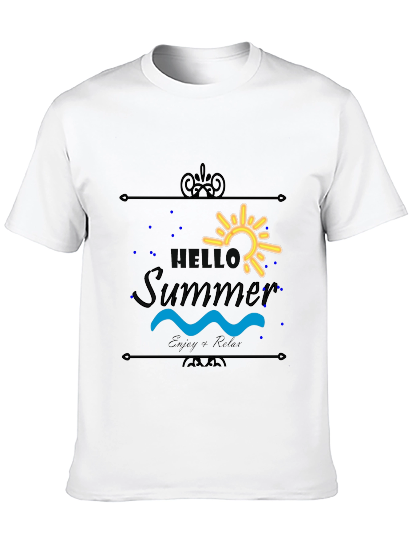 Hello Summer Black T-Shirt - Enjoy & Relax