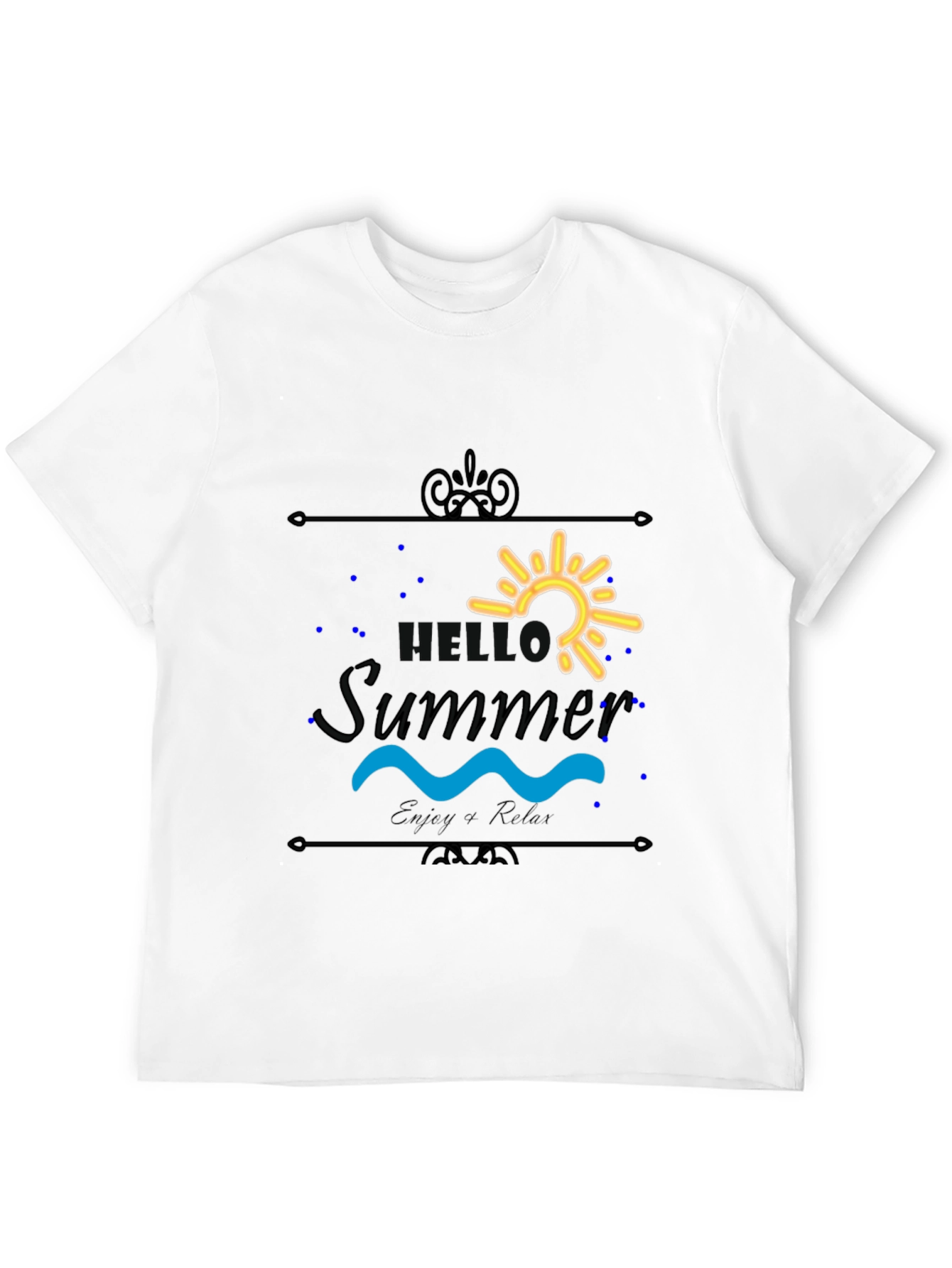 Hello Summer Black T-Shirt - Enjoy & Relax