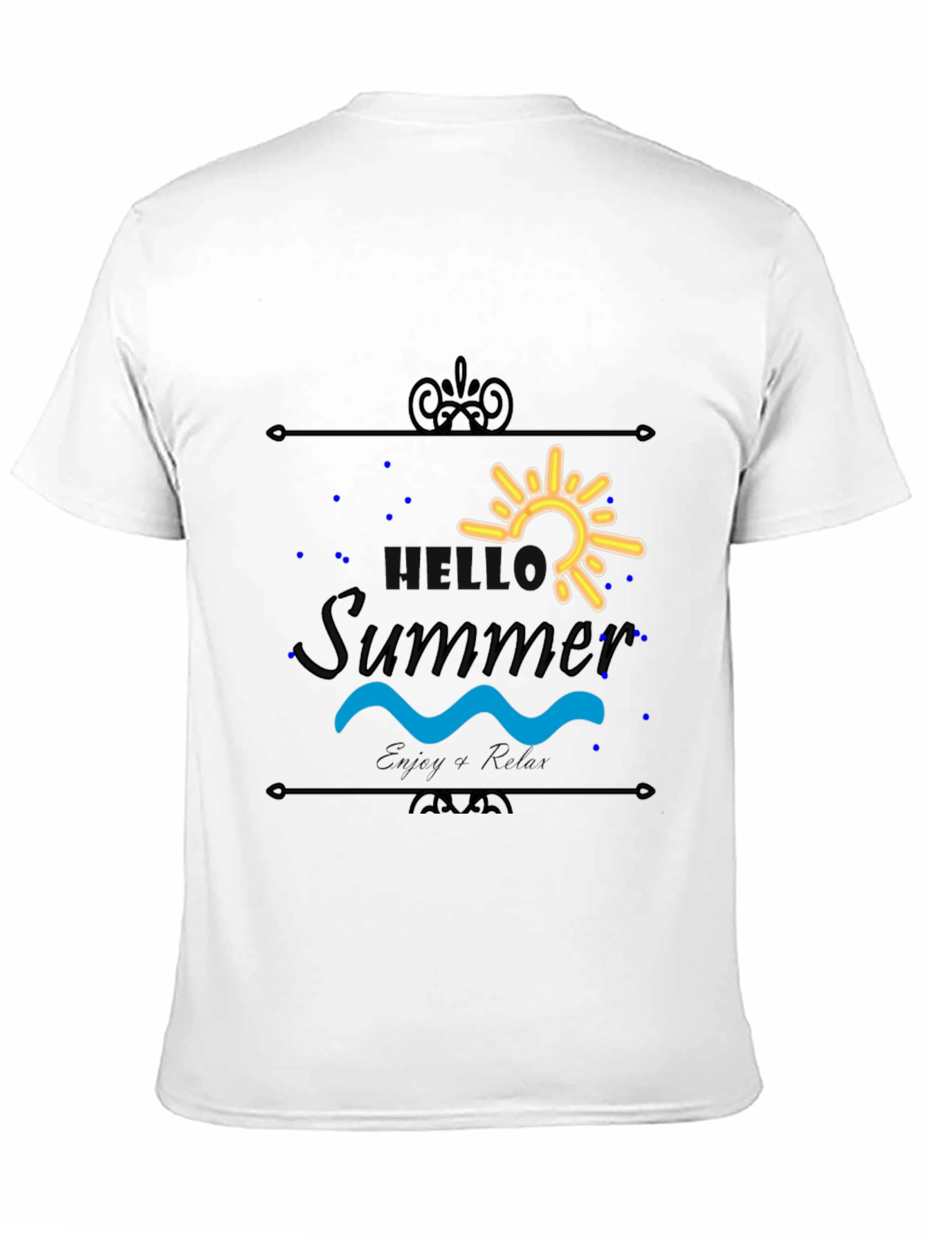 Hello Summer Black T-Shirt - Enjoy & Relax