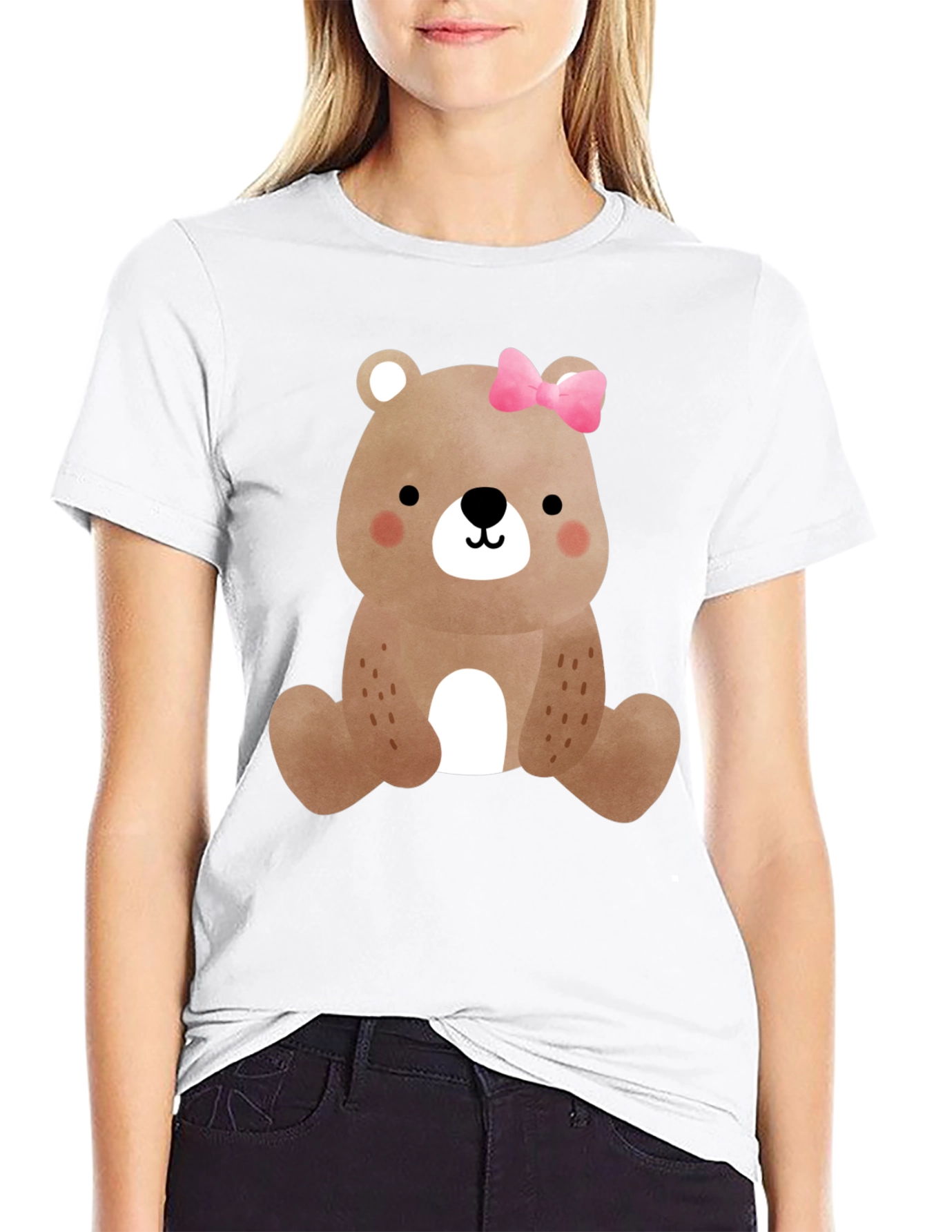 Cute Bear with Bow Mens Graphic Tee